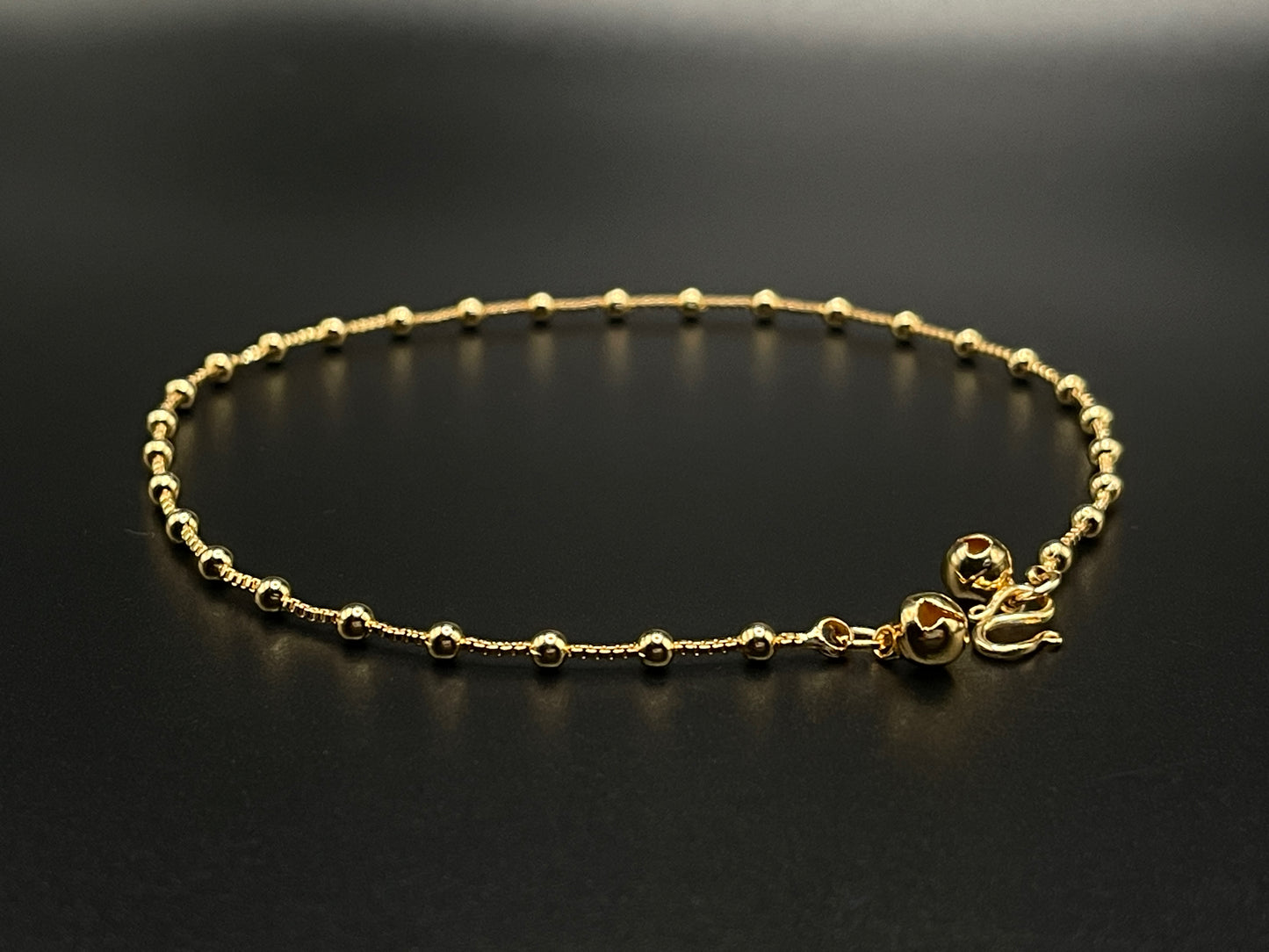Gold Plated Bead Anklets for Adults: 10 inches