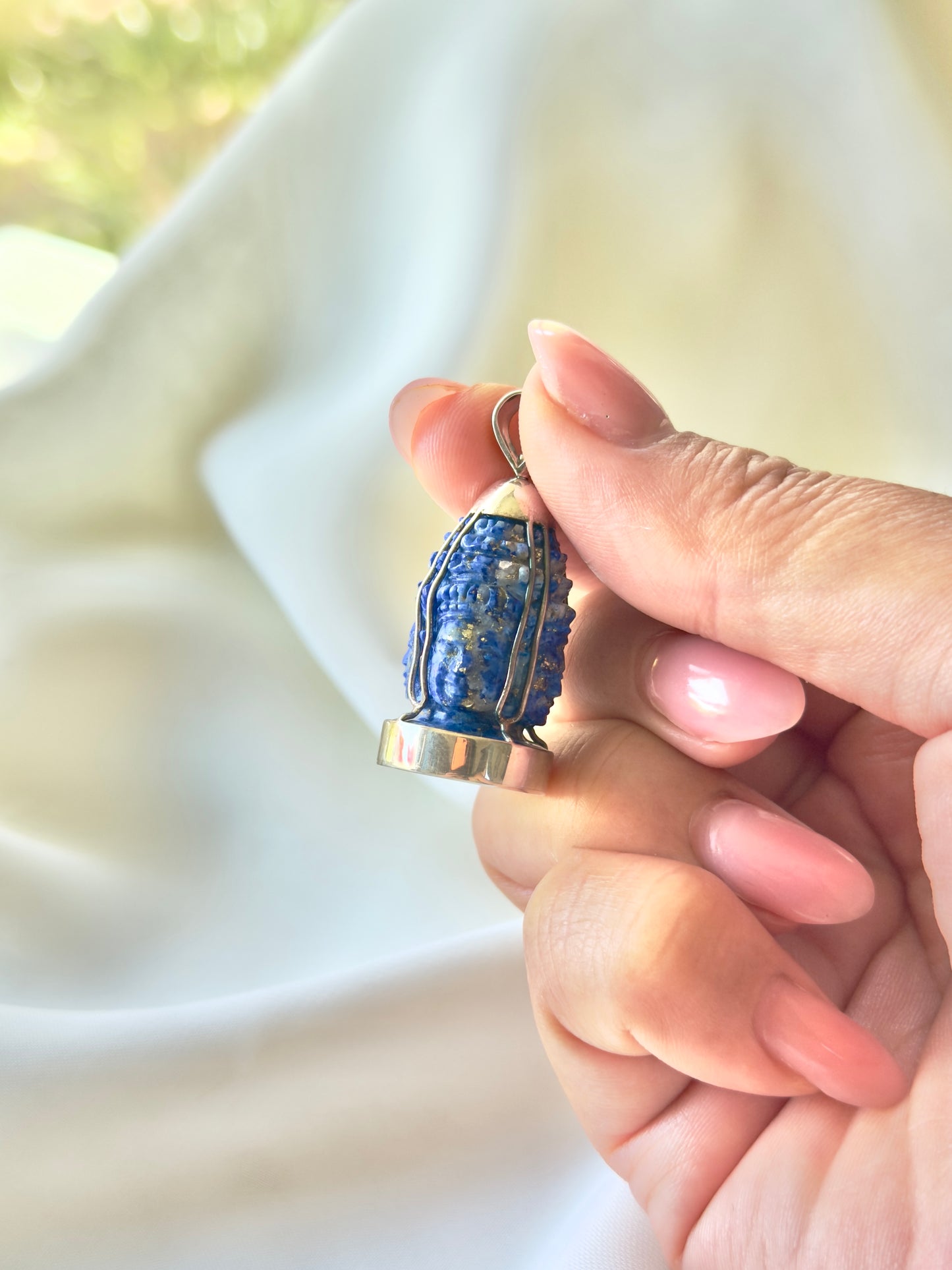 Four-Face Bayon Blue Lapis Lazuli In Silver #933