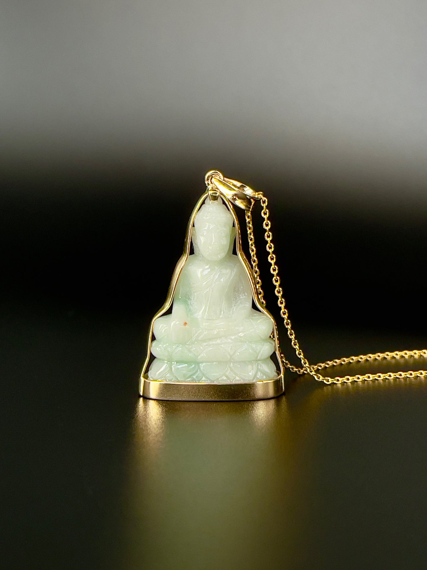 Jade Khmer Style Buddha Pendant 18k Gold #825