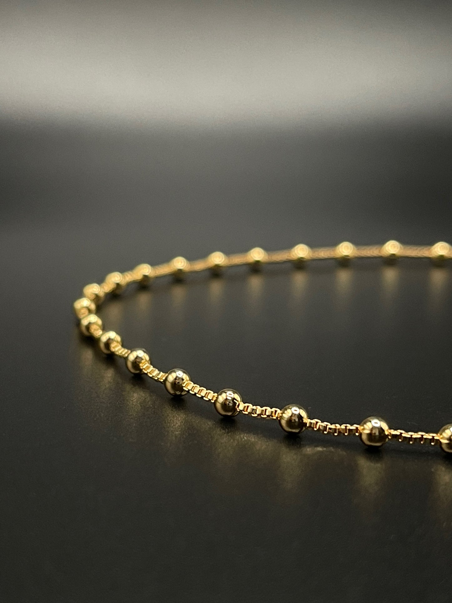 Gold Plated Bead Anklets for Adults: 10 inches