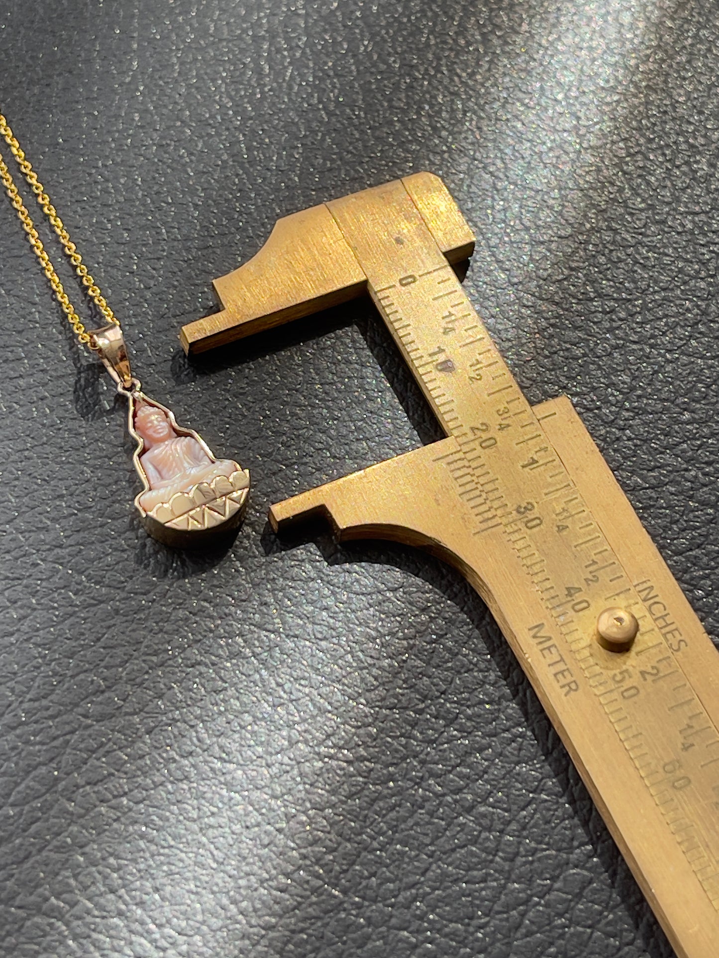 Gold Mother of Pearl Silhouette Buddha Pendant 10k Gold #904