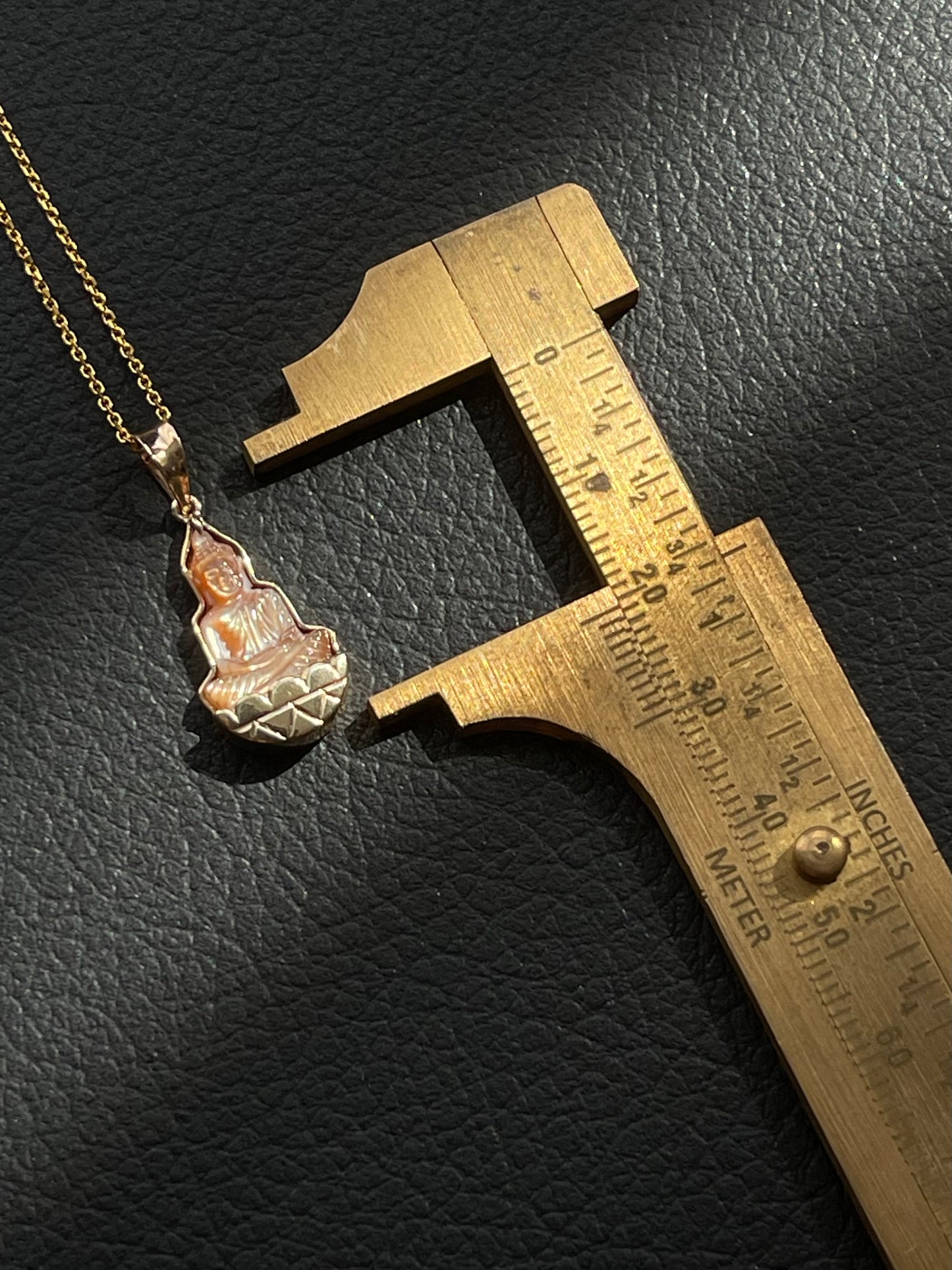 Gold Mother of Pearl Silhouette Buddha Pendant 10k Gold #905