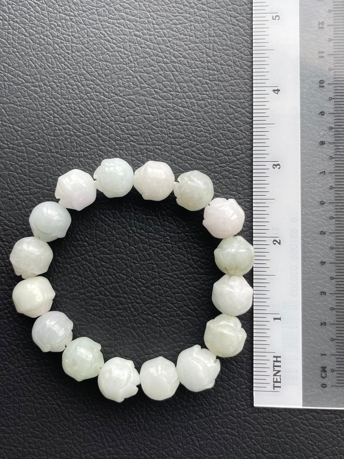 Jade Lotus Large Bead Bracelet - 12 mm