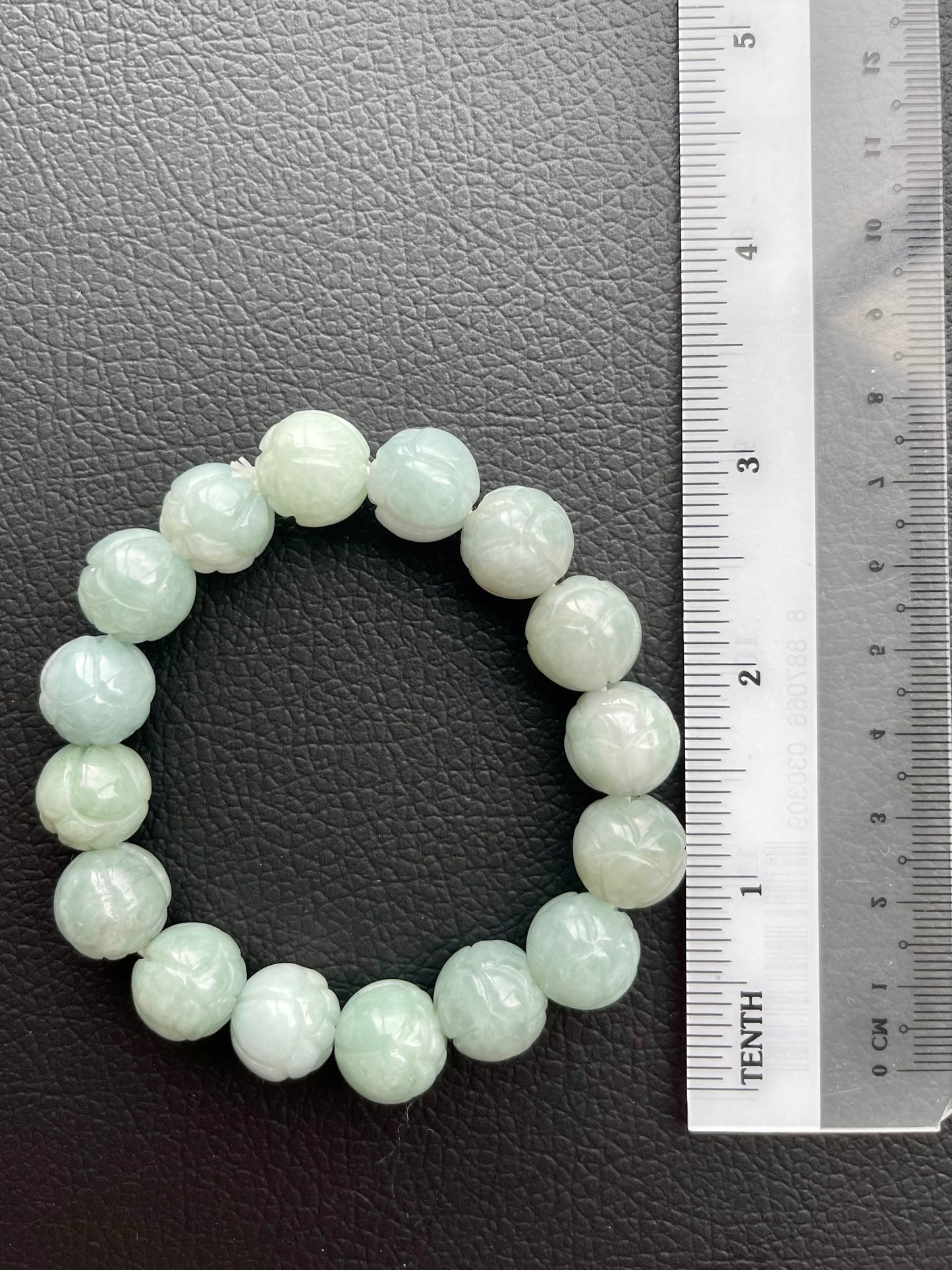 Jade Lotus Large Round Bead Bracelet - 12 mm
