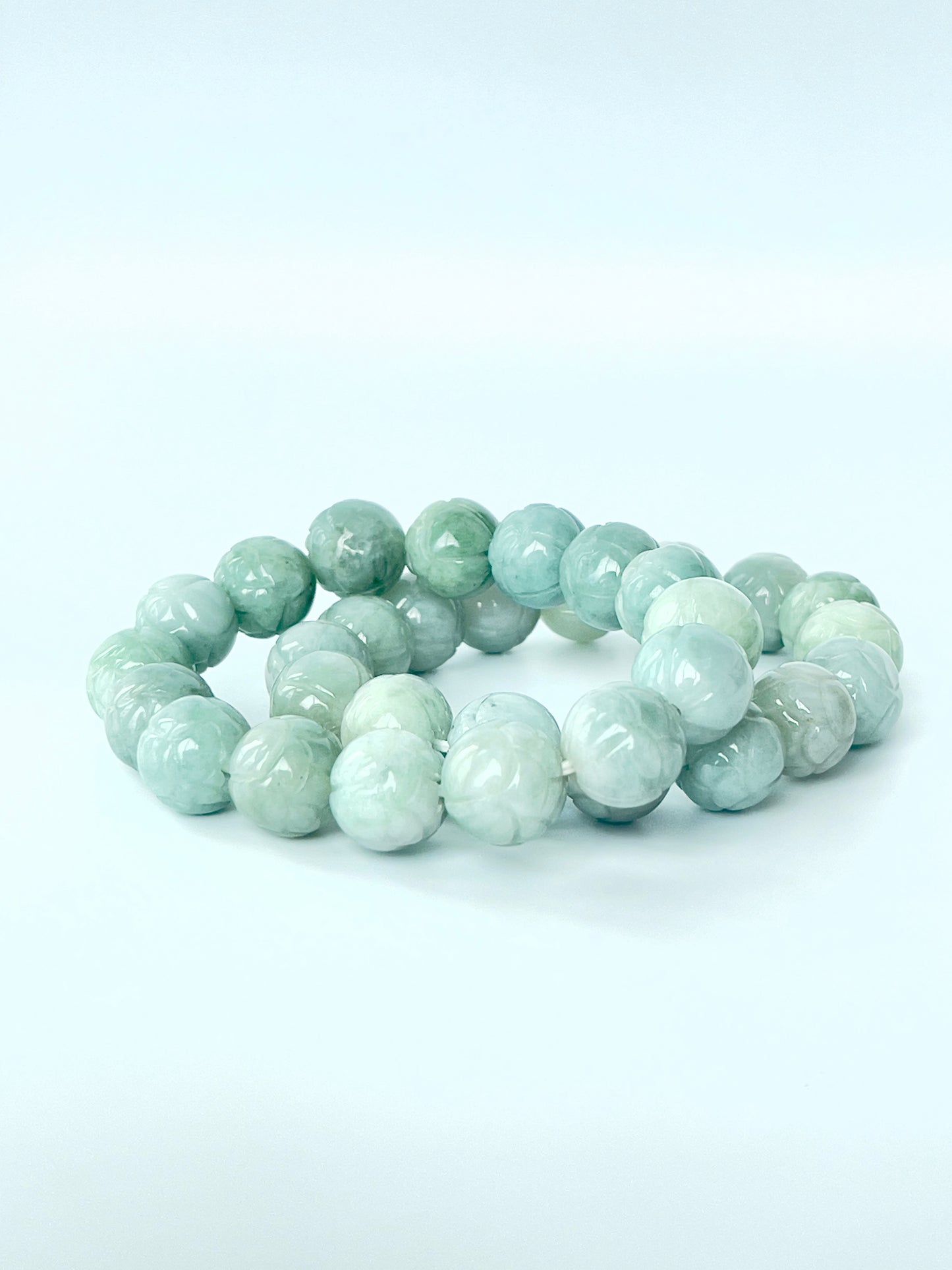 Jade Lotus Large Round Bead Bracelet - 12 mm