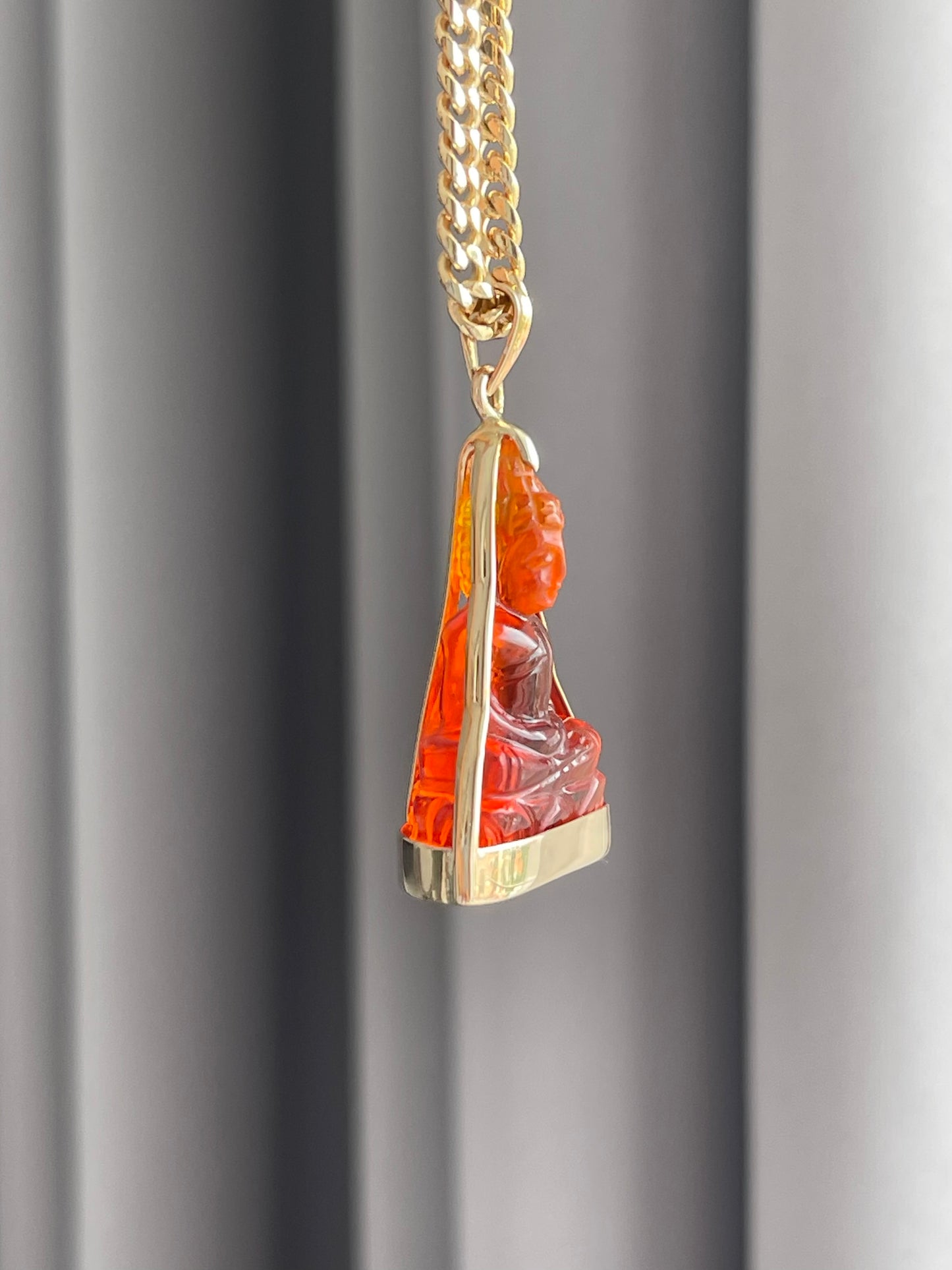 Red Khmer Style Buddha Pendant in 18k Gold #854