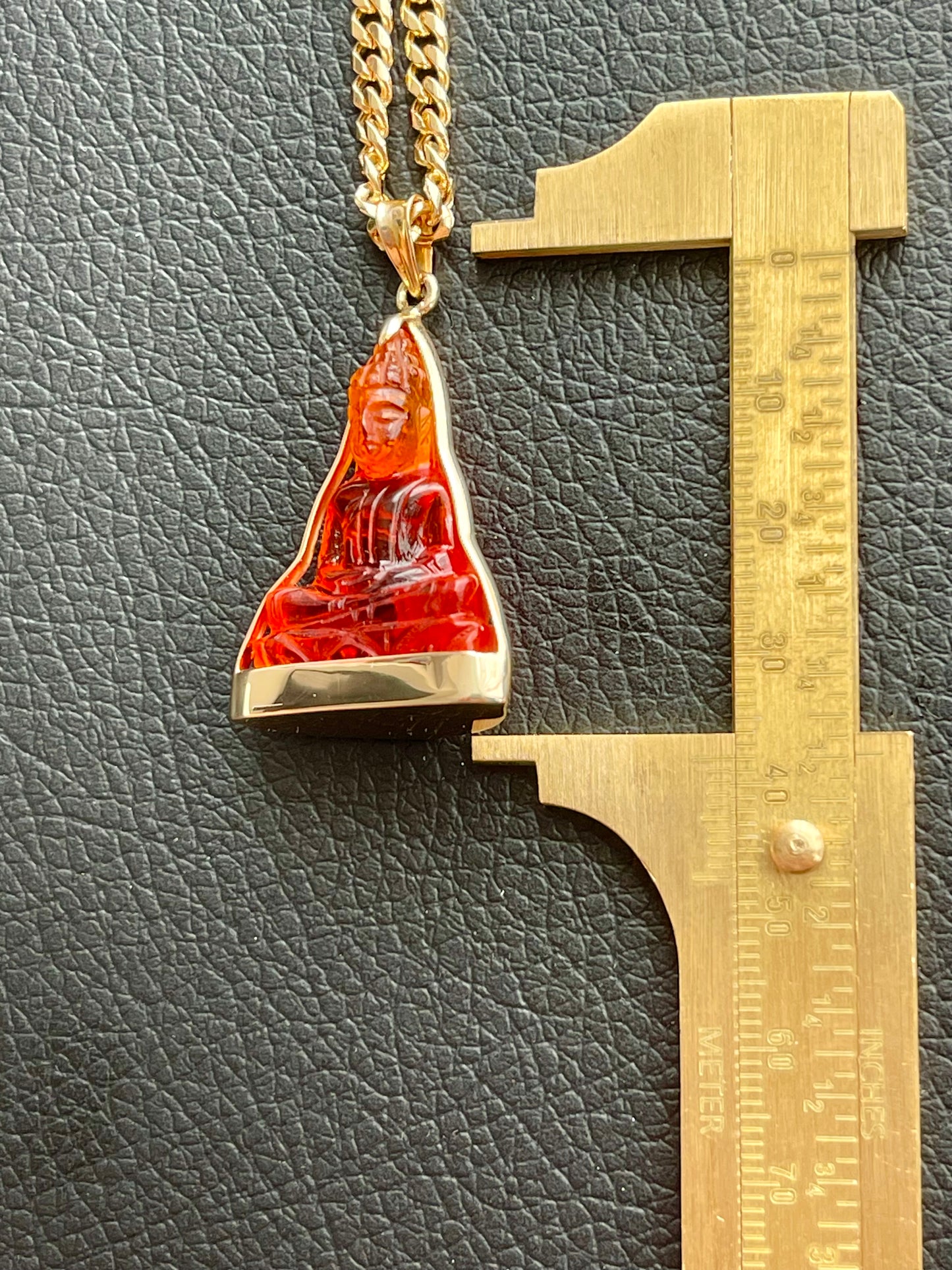 Red Khmer Style Buddha Pendant in 18k Gold #854