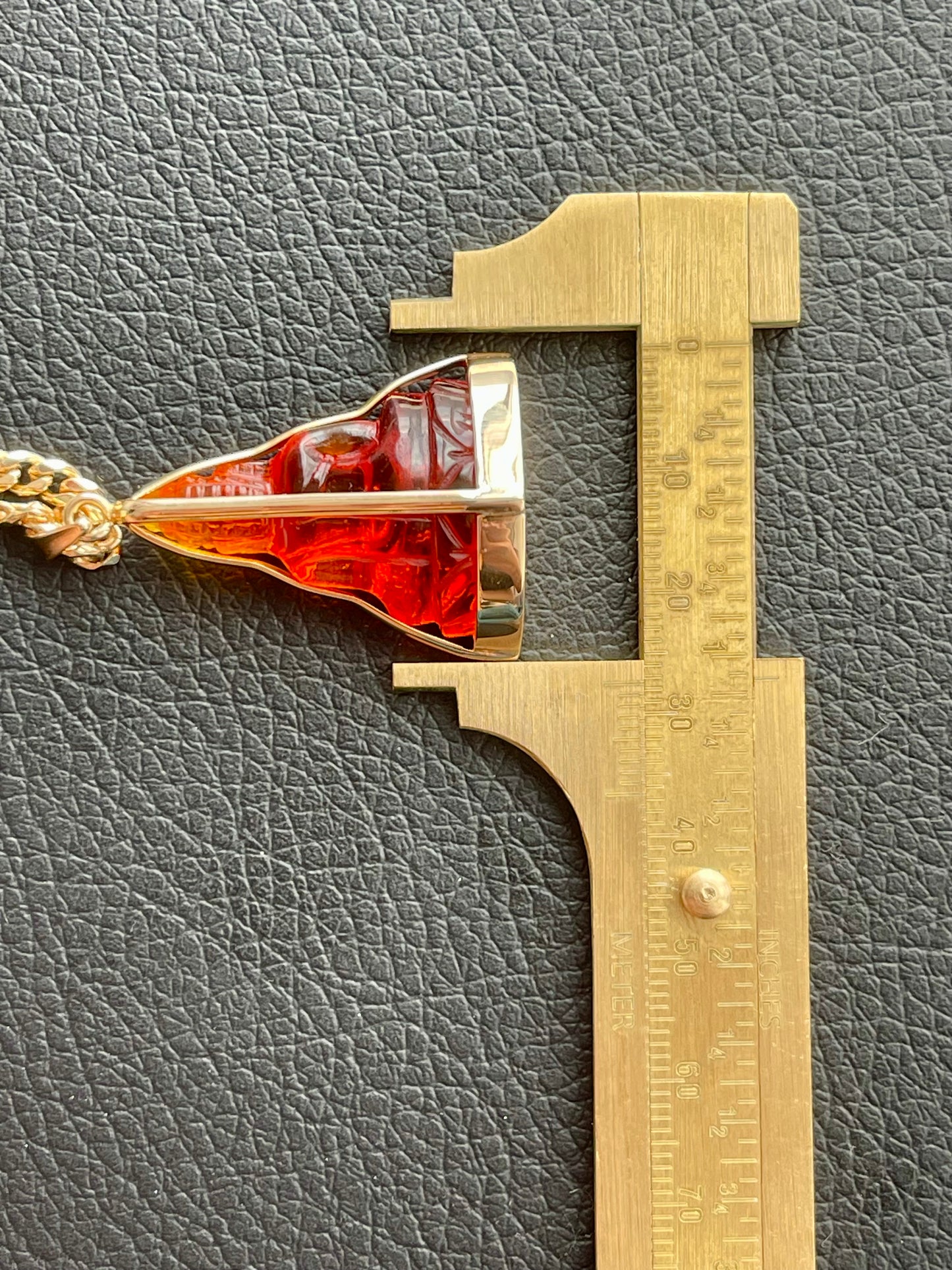 Red Khmer Style Buddha Pendant in 18k Gold #854