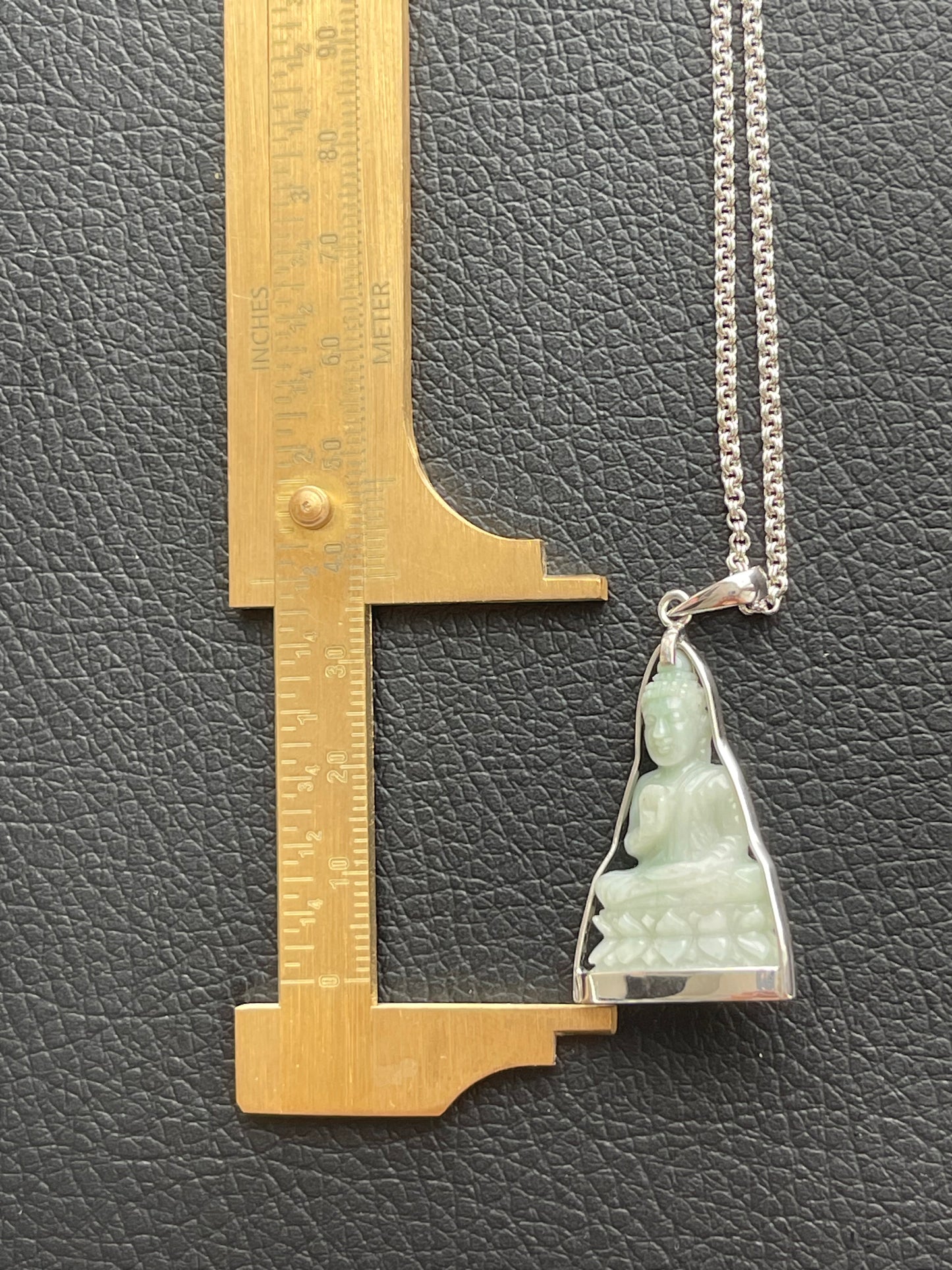 Jade Khmer Style Buddha Pendant in Silver #835