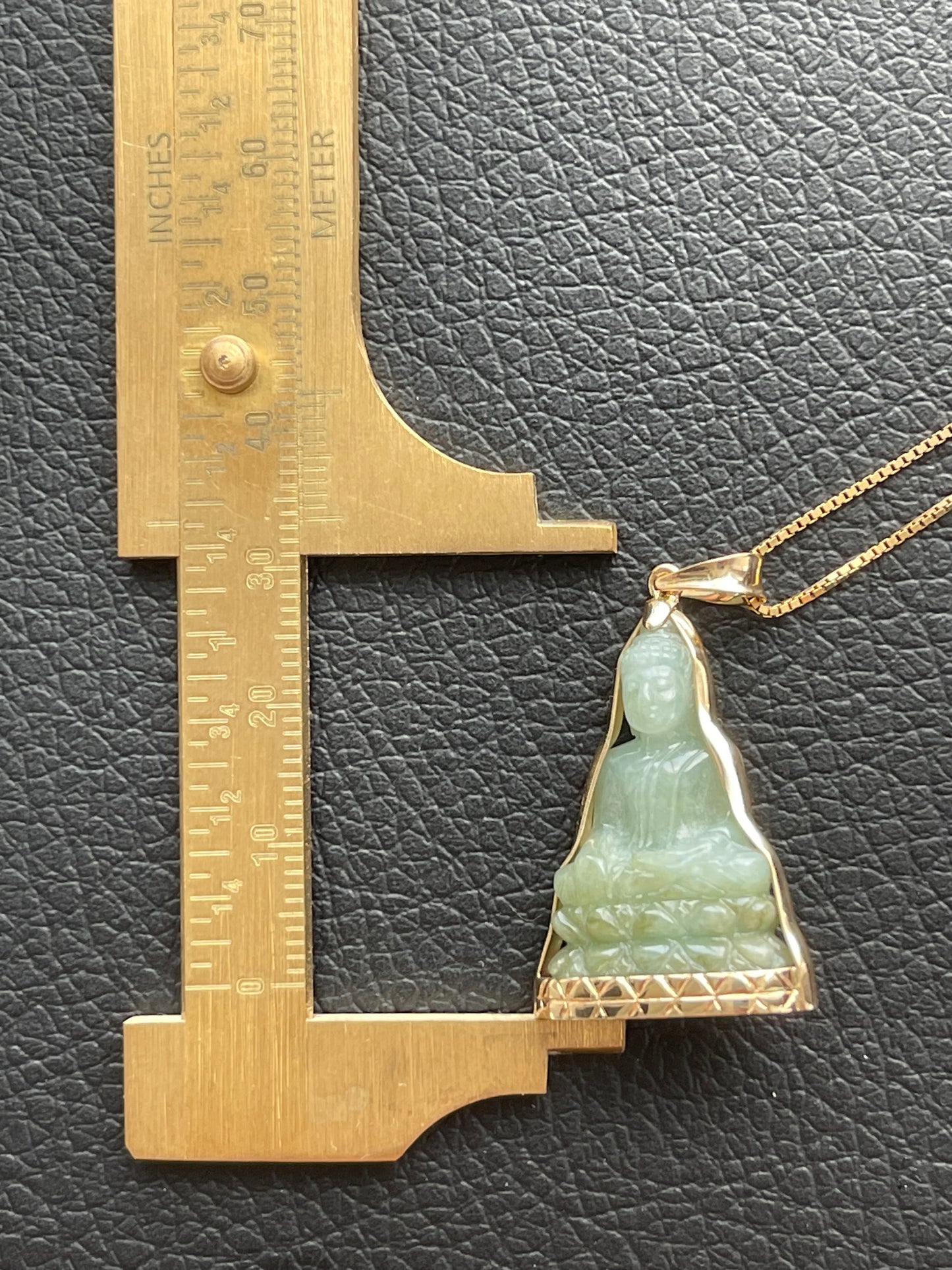 Jade Khmer Style Buddha Pendant in 14k Gold #836