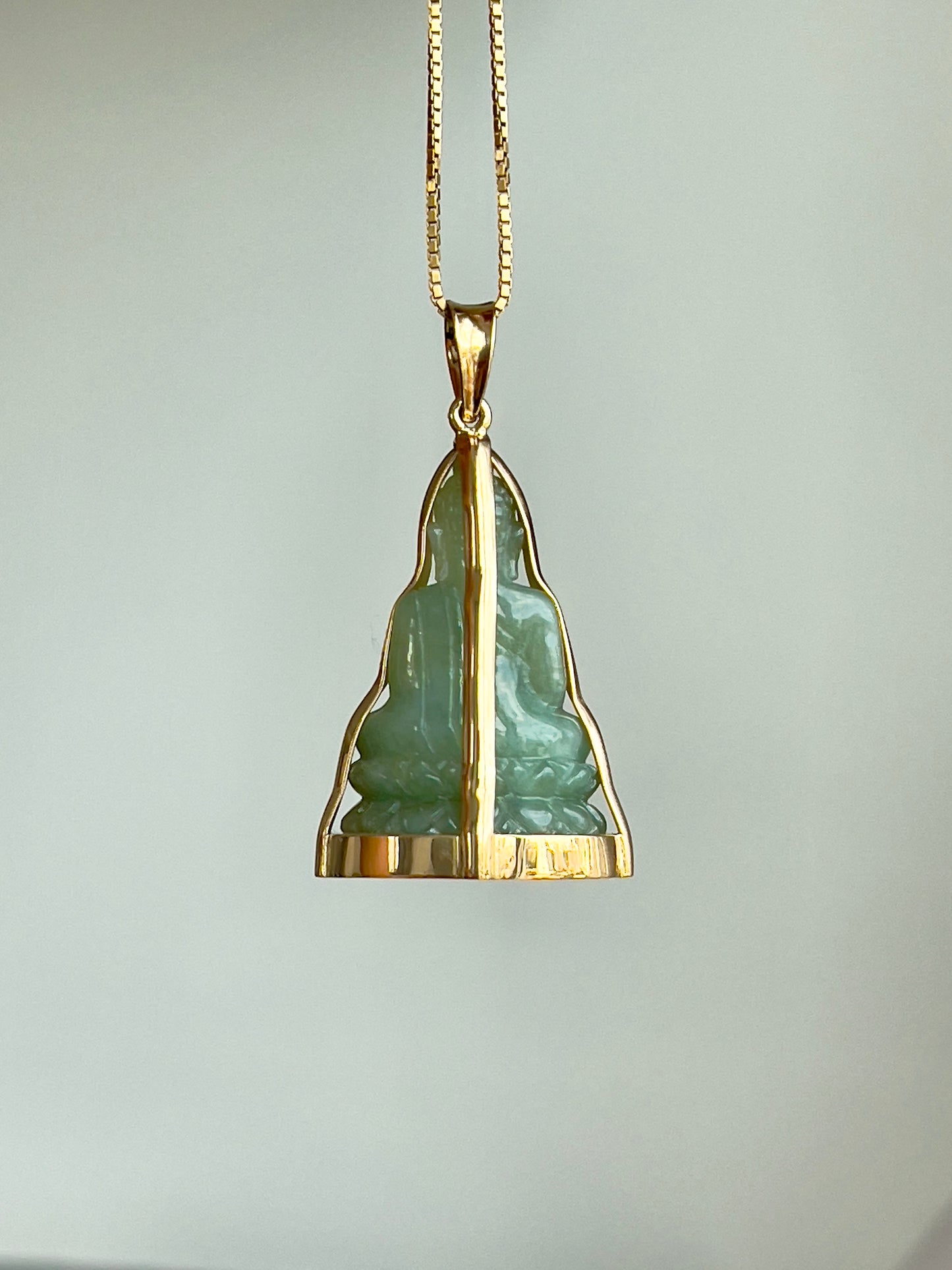 Jade Khmer Style Buddha Pendant in 14k Gold #836