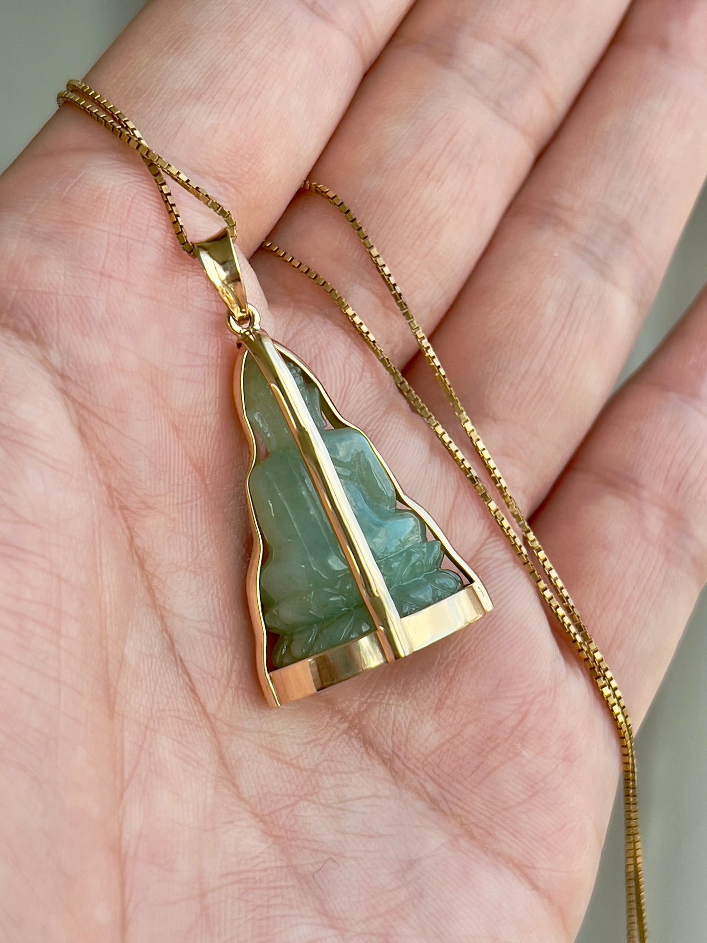 Jade Khmer Style Buddha Pendant in 14k Gold #836