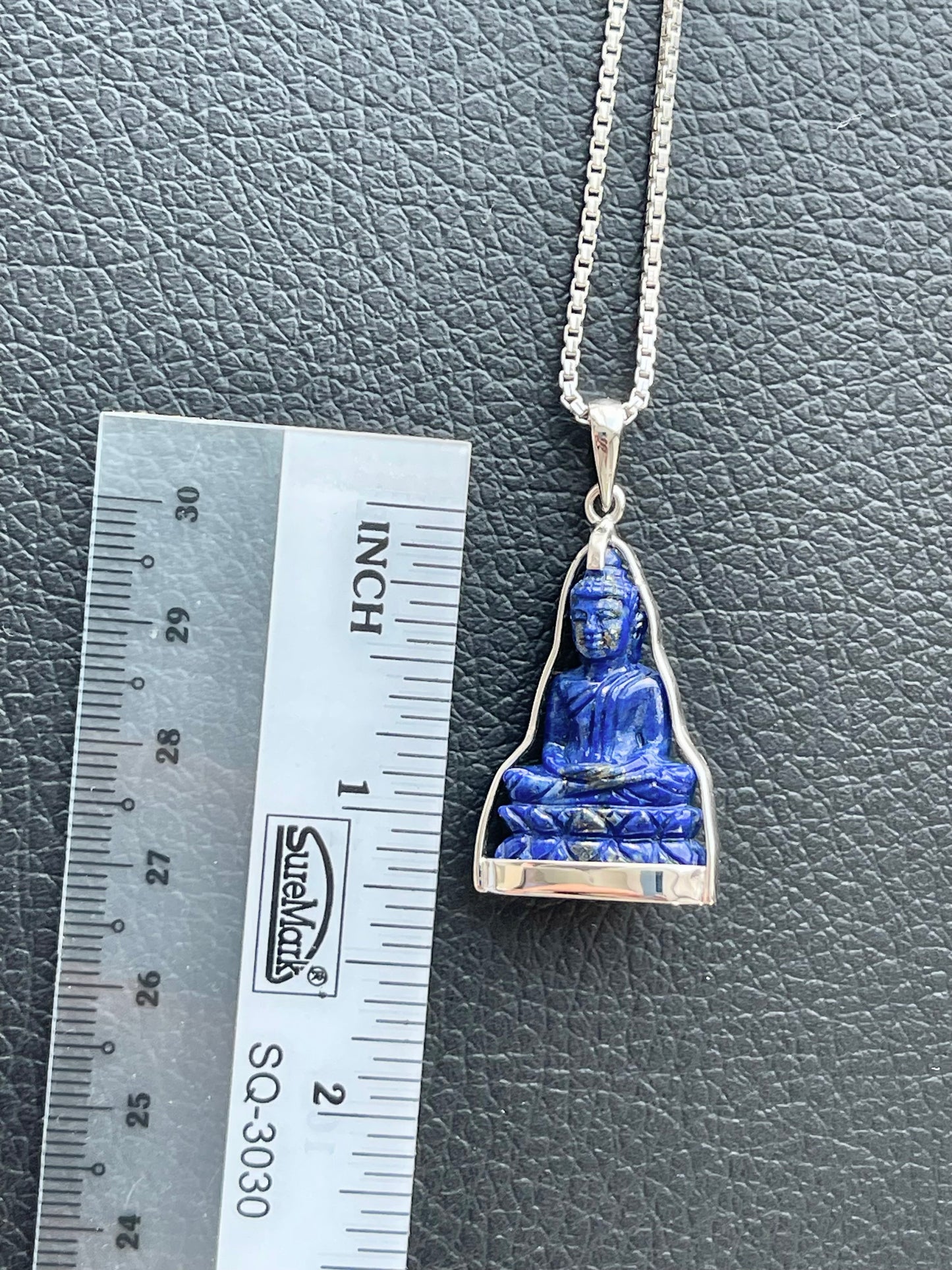 Blue Lapis Lazuli Khmer Style Buddha Pendant in Silver #855