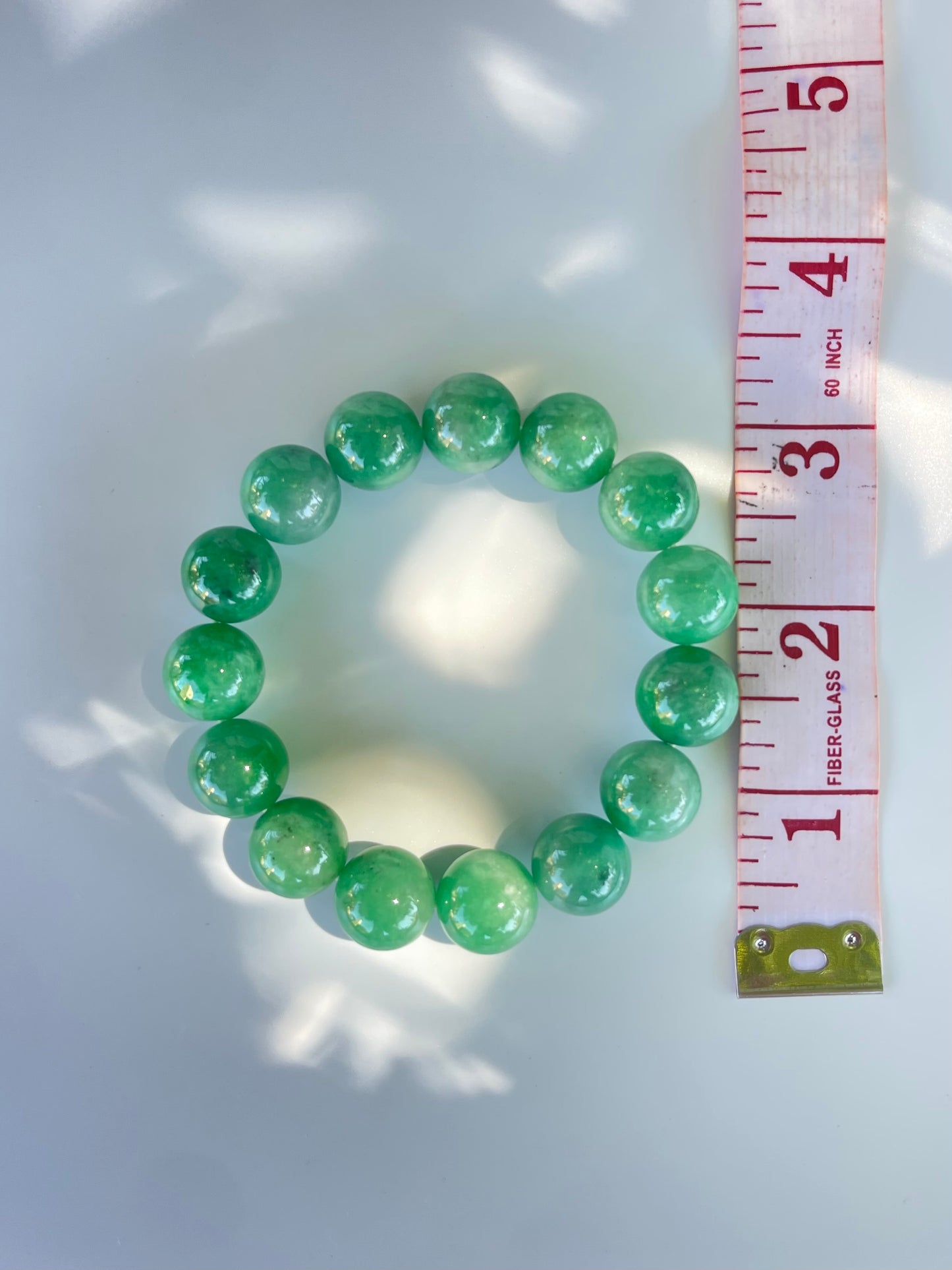 Green Jade Large Round Bead Bracelet - 12 mm