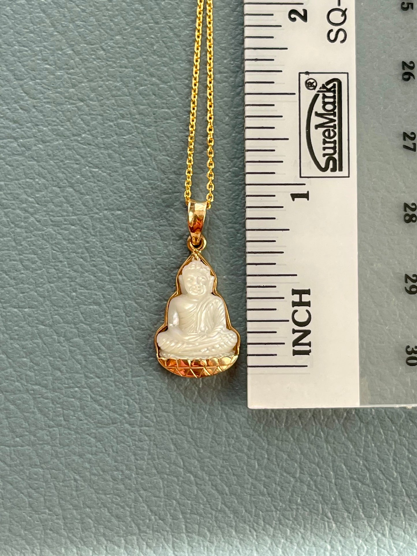 Mother of Pearl Silhouette Buddha Pendant 18k Gold