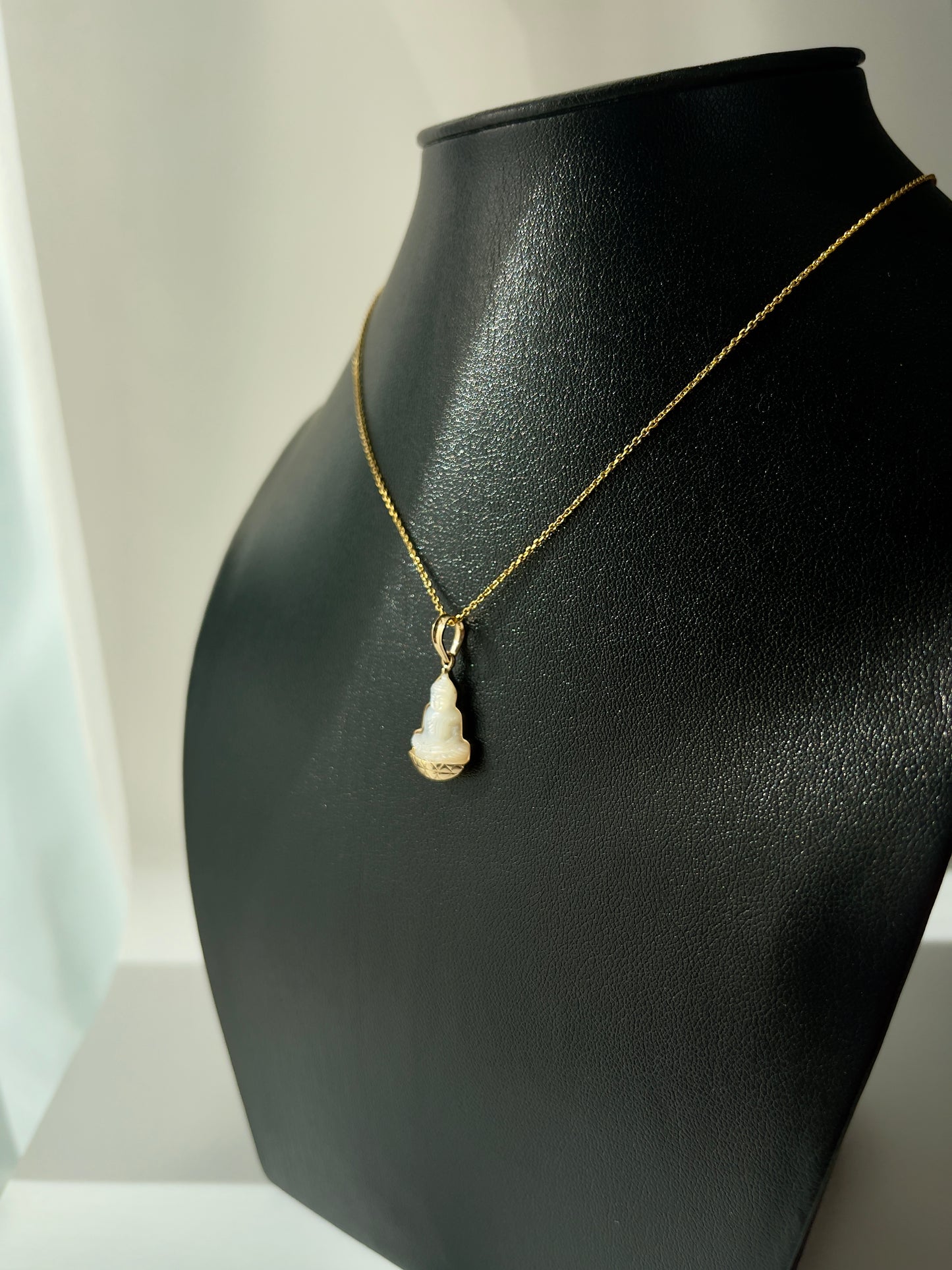 Mother of Pearl Silhouette Buddha Pendant 18k Gold
