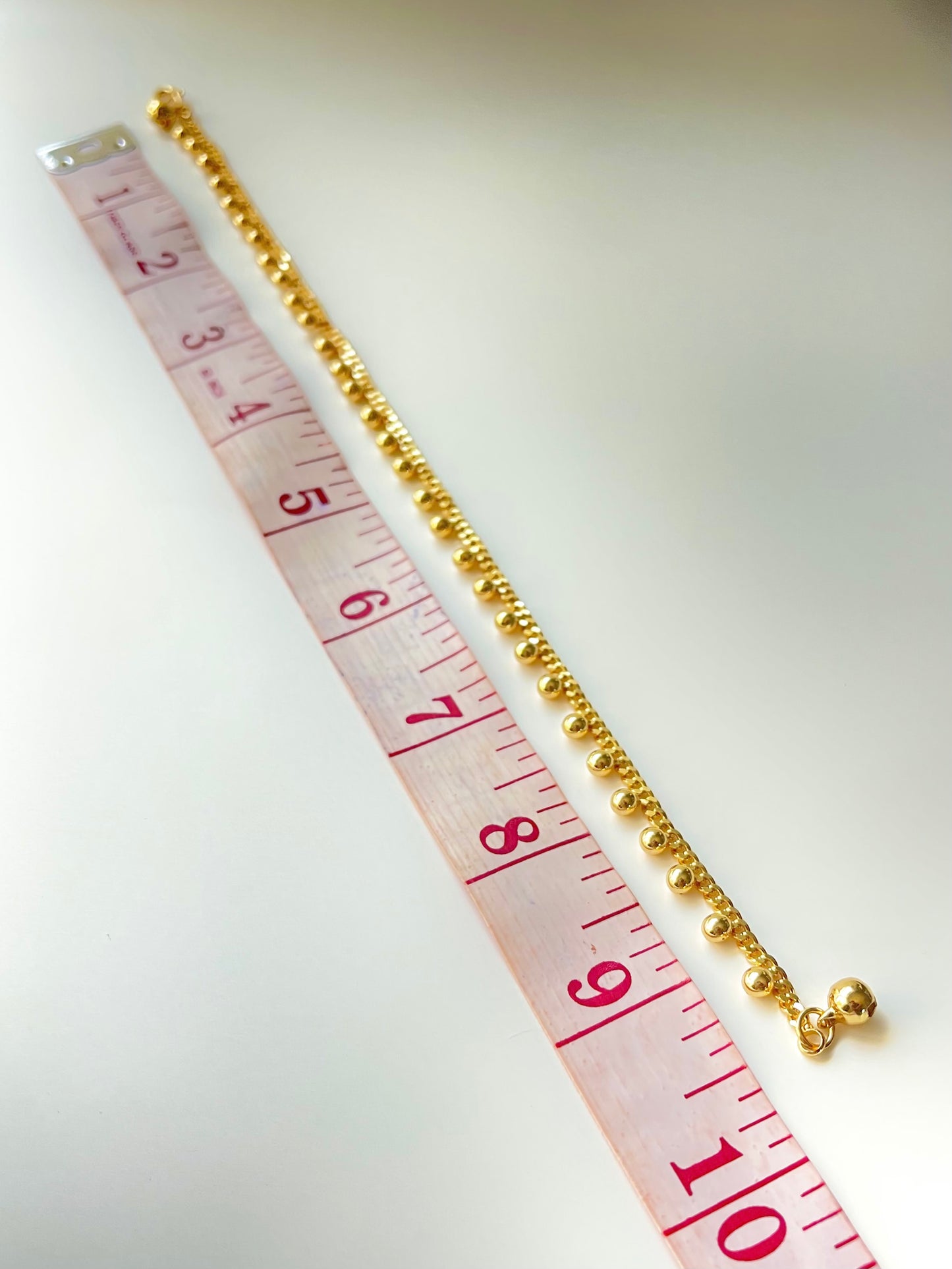 Gold Plated Small Bell Anklets for Adults: 9.5 inches