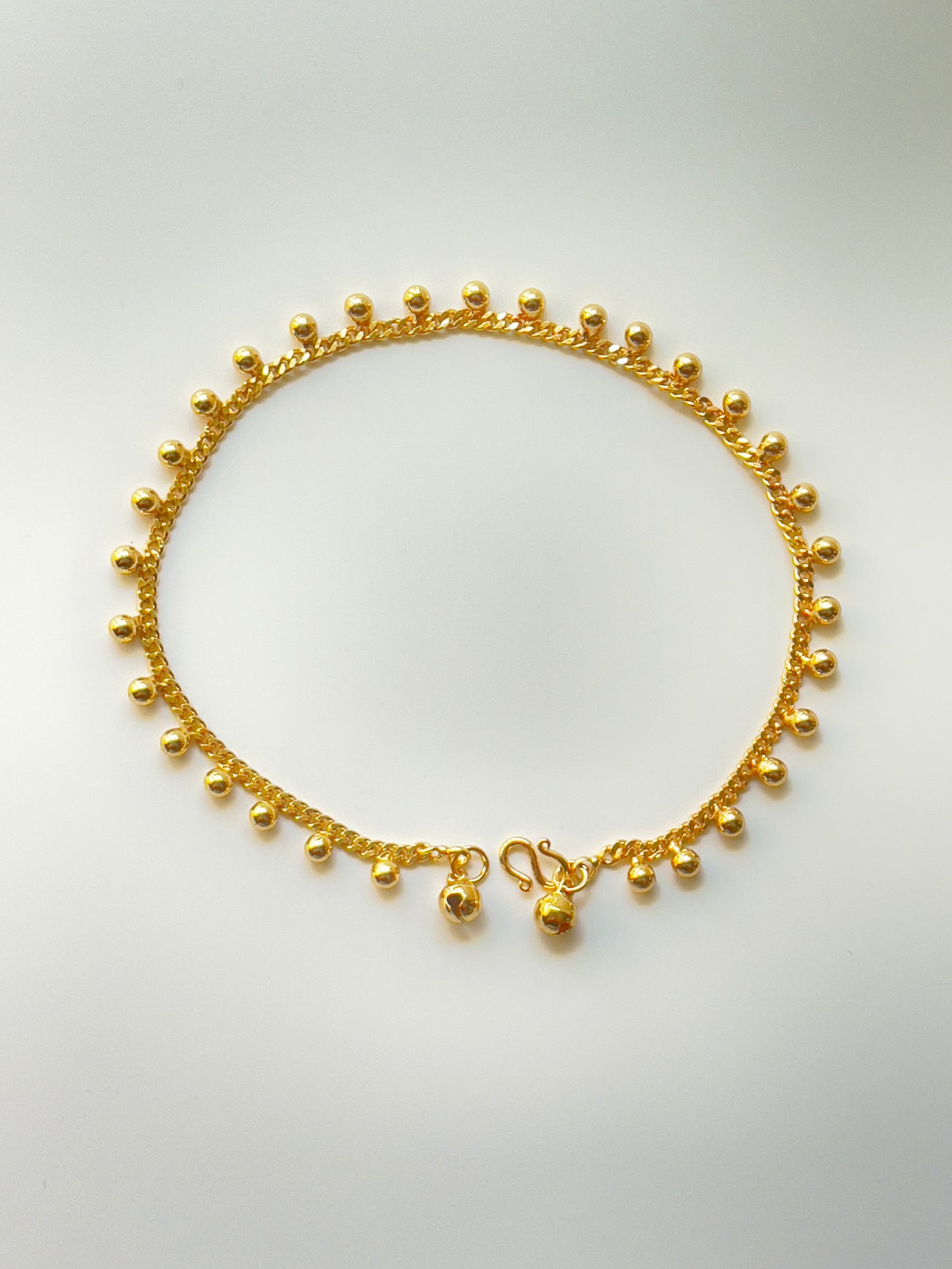 Gold Plated Small Bell Anklets for Adults: 9.5 inches