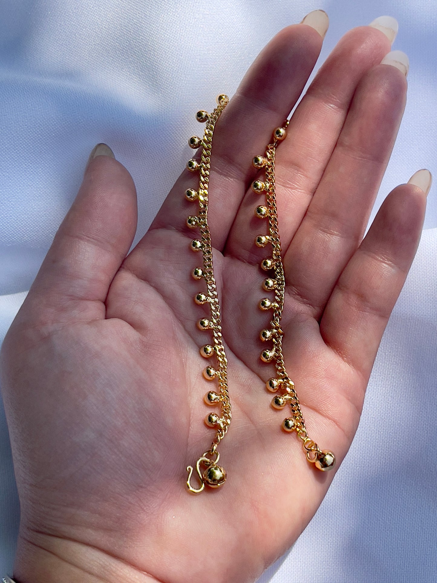Gold Plated Small Bell Anklets for Adults: 9.5 inches
