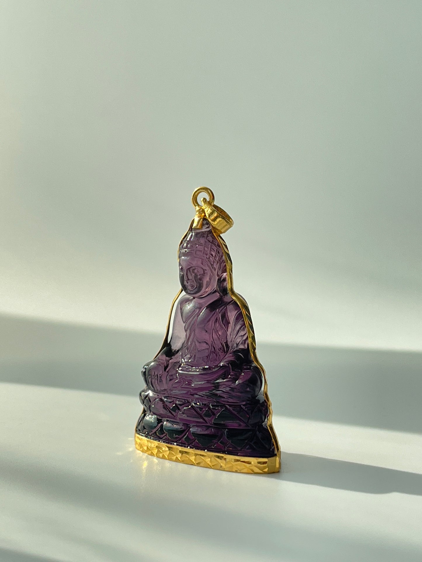 10K Gold Khmer Style Purple Buddha Pendant #304