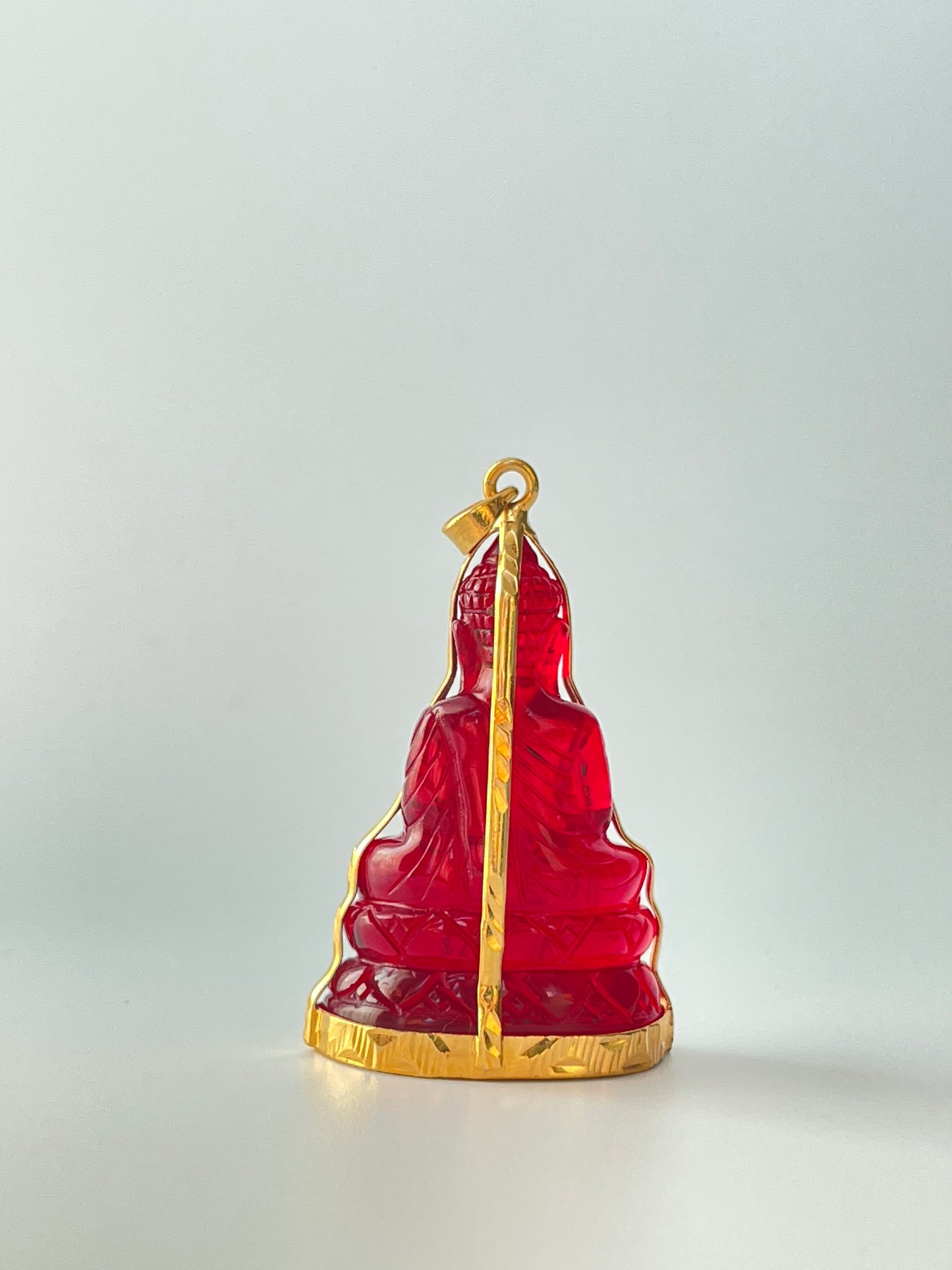 10K Gold Khmer Style Red Buddha Pendant #359