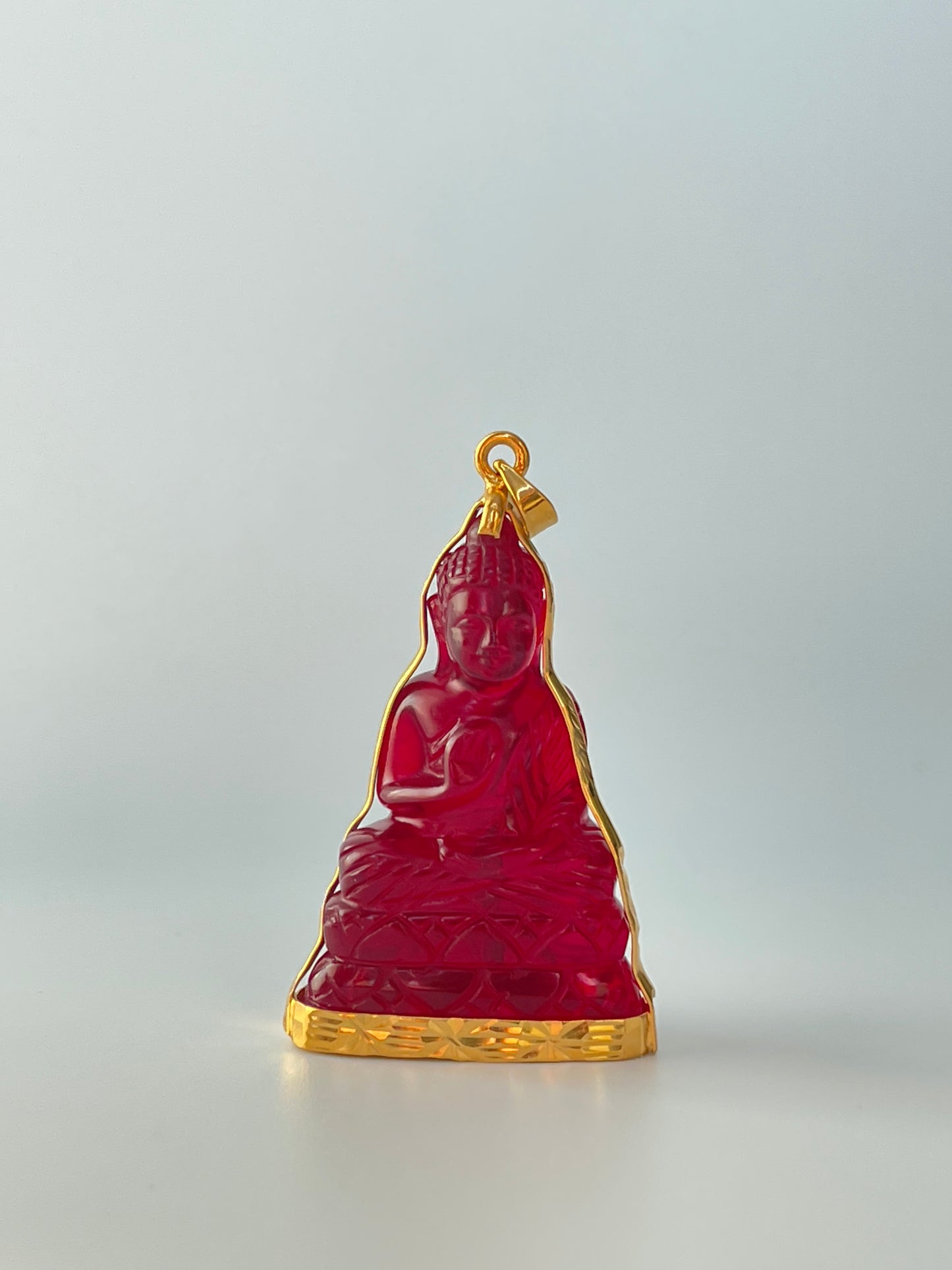 10K Gold Khmer Style Red Buddha Pendant #362
