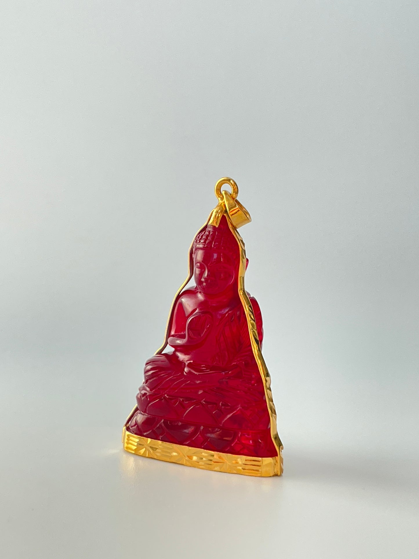 10K Gold Khmer Style Red Buddha Pendant #362