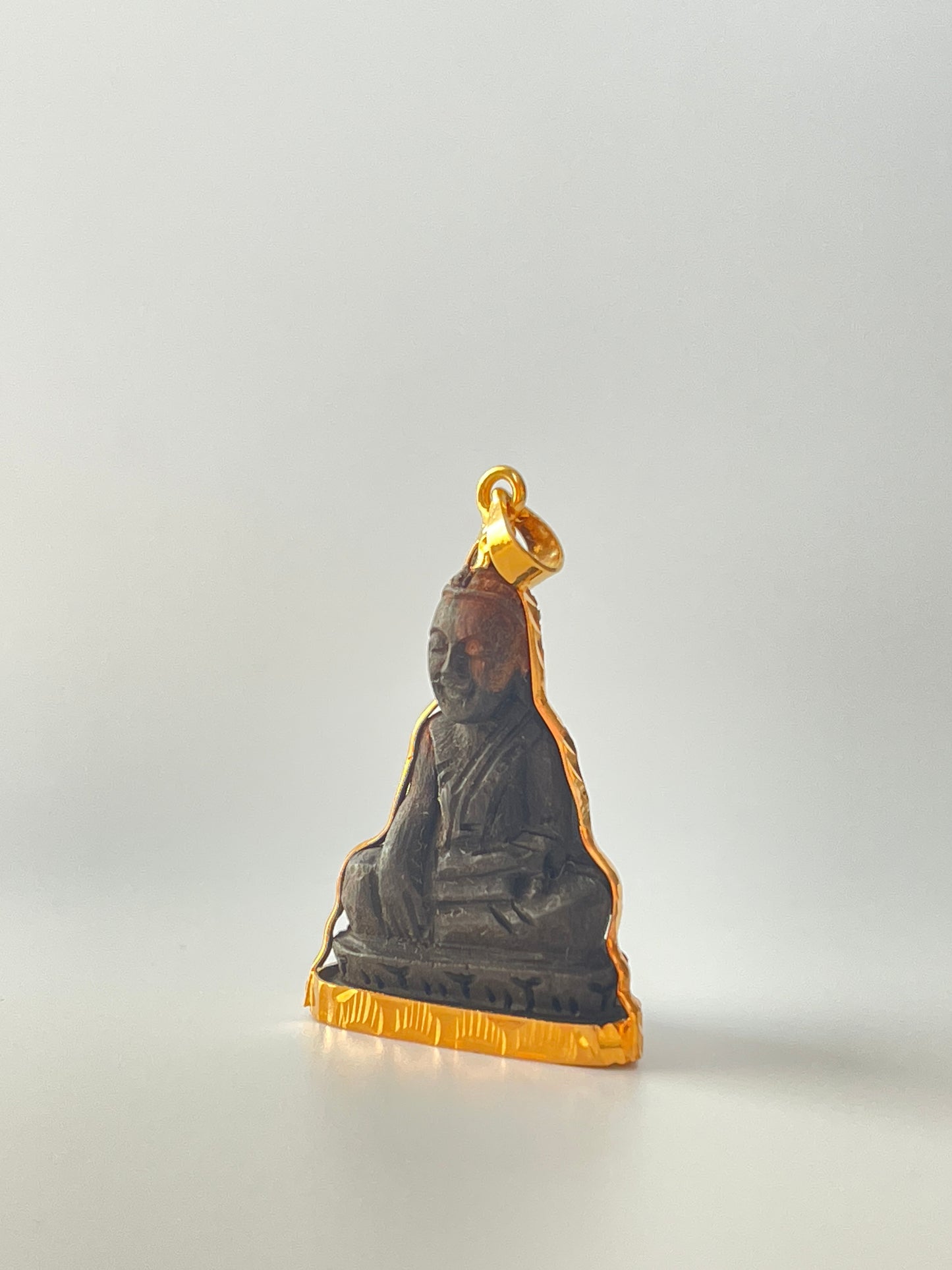 10K Wooden Buddha Pendant Sakyamuni Pose #375