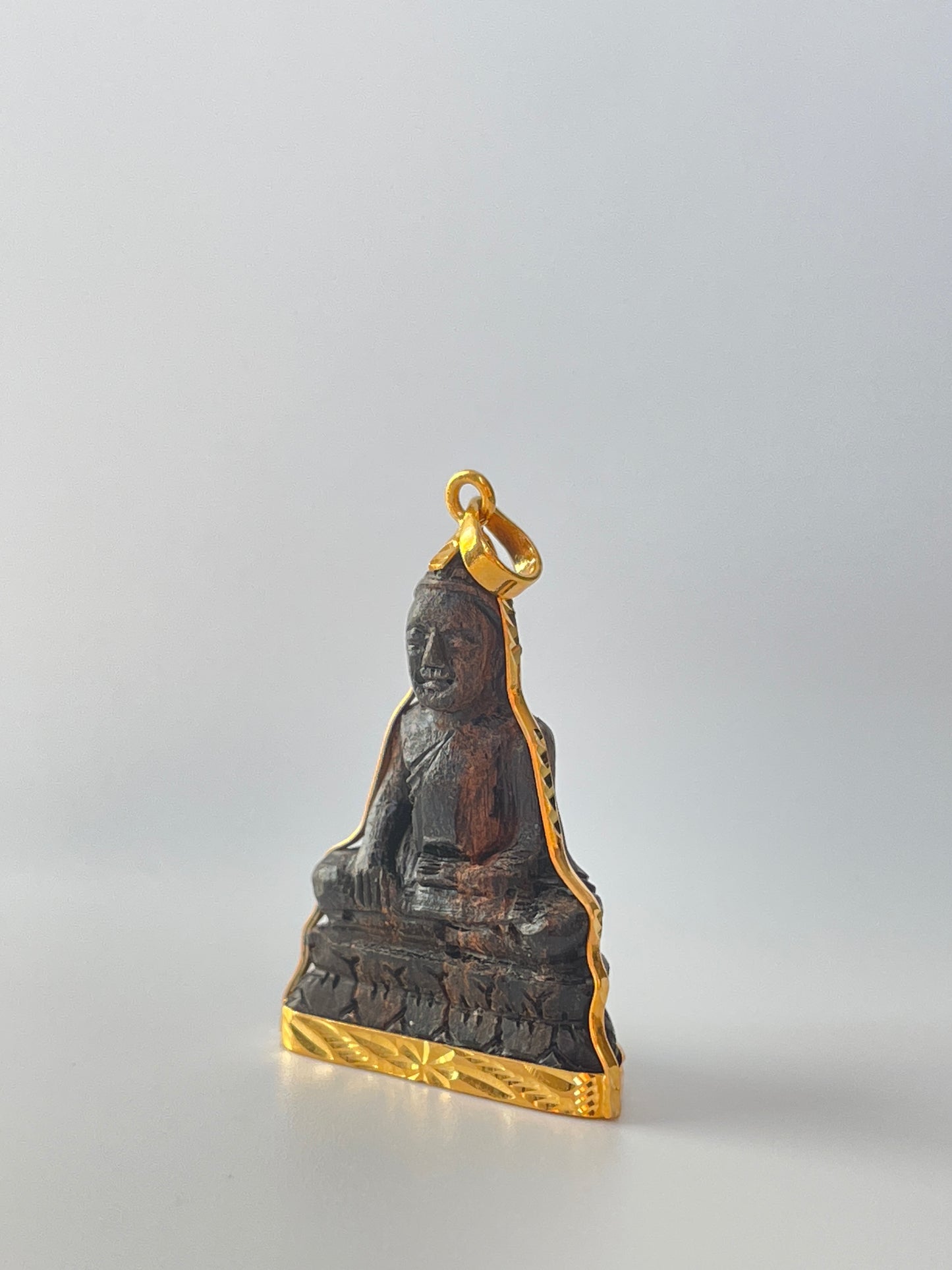 10K Wooden Buddha Pendant Sakyamuni Pose #377