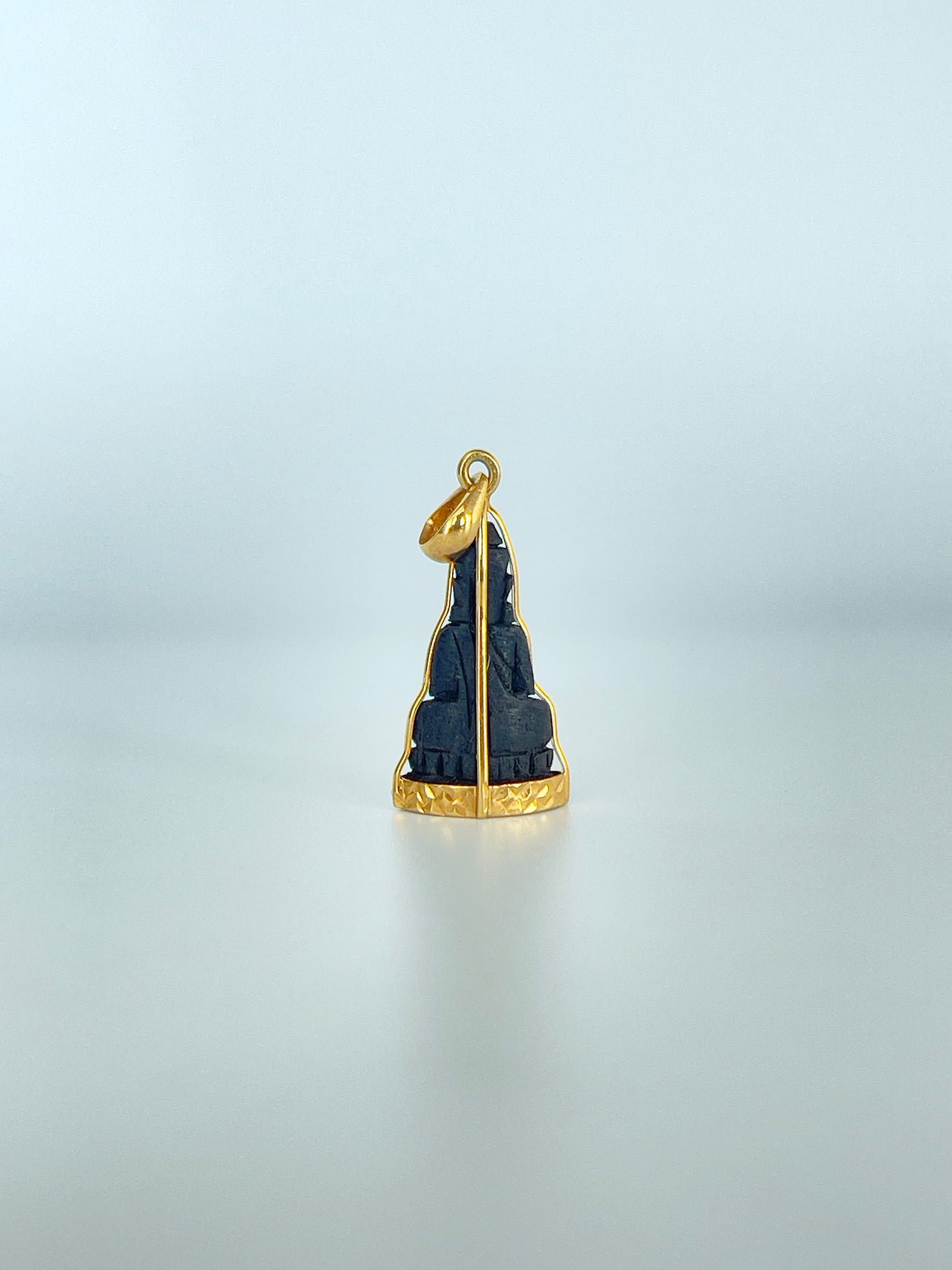 Mini 10kt Gold Khmer Blackwood Buddha Pendant #541