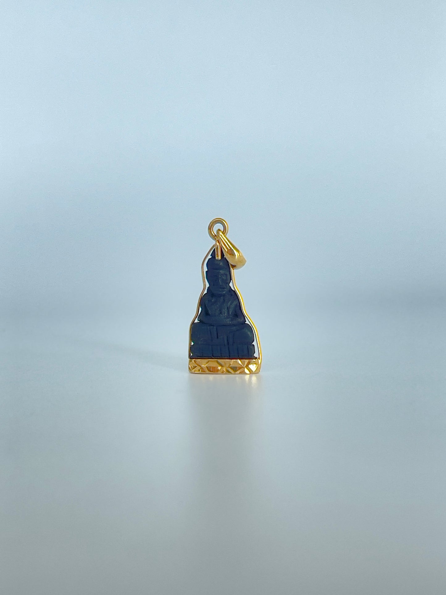 Mini 10kt Gold Khmer Blackwood Buddha Pendant #544