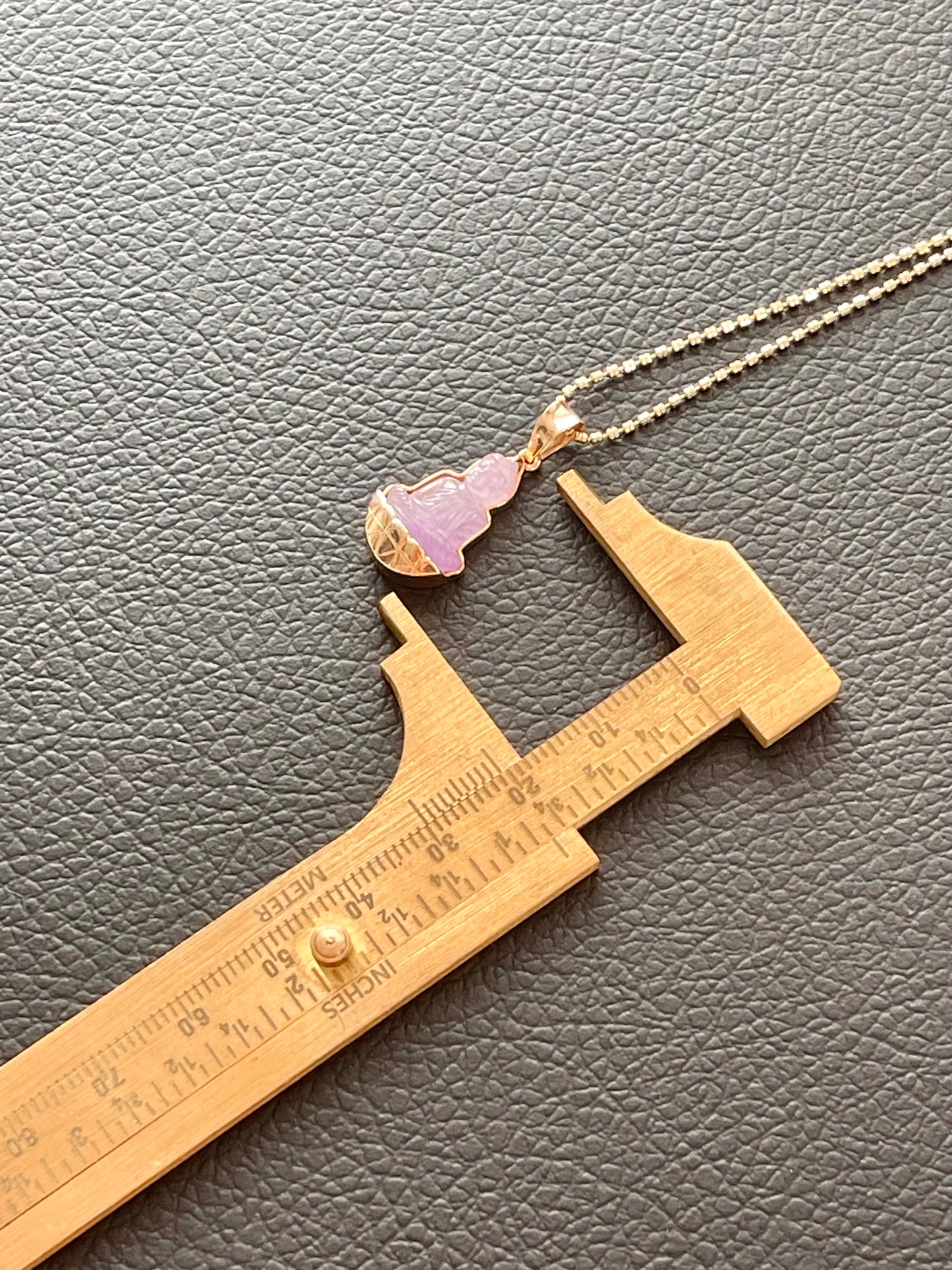 Purple Jade Silhouette Buddha Pendant 10k Gold