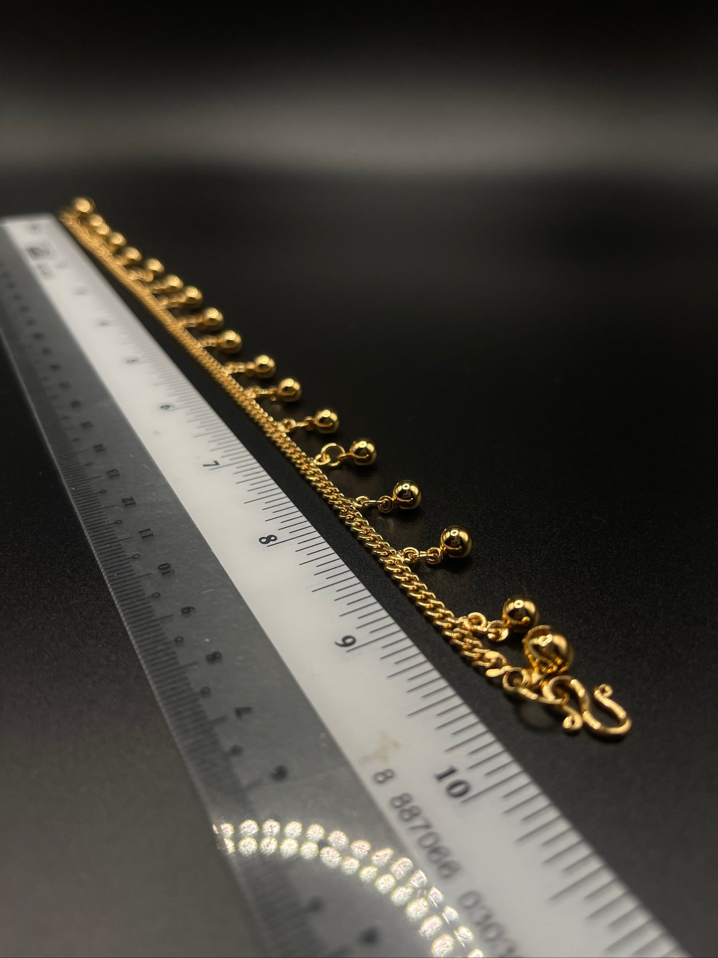 Gold Plated Khmer Style Ball Anklets for Adults: 9.5 inches