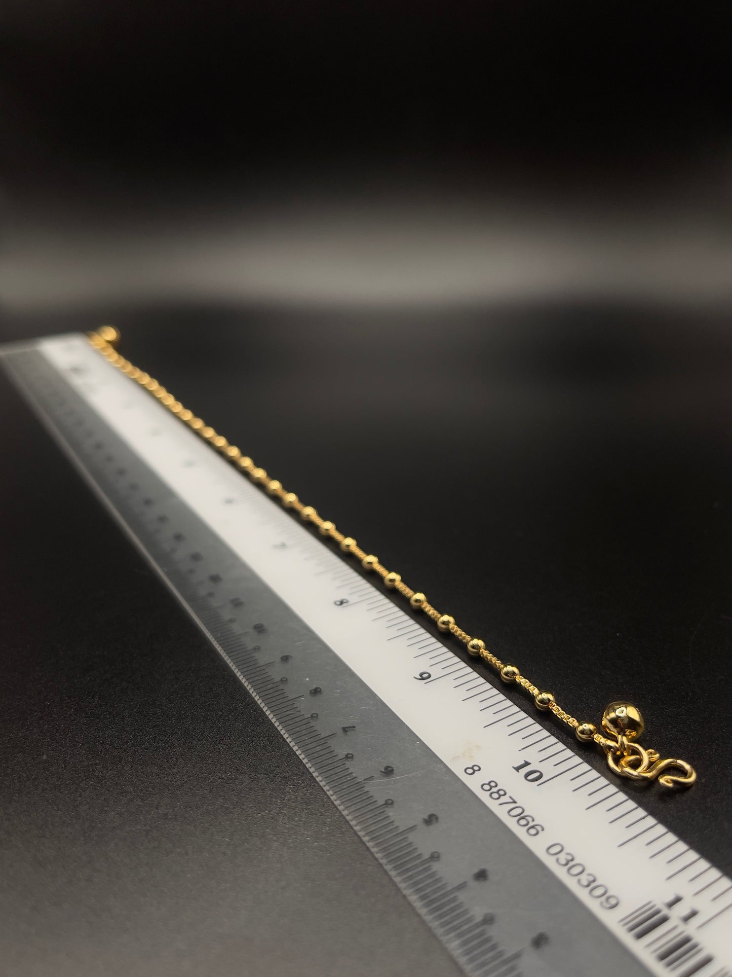 Gold Plated Bead Anklets for Adults: 10 inches