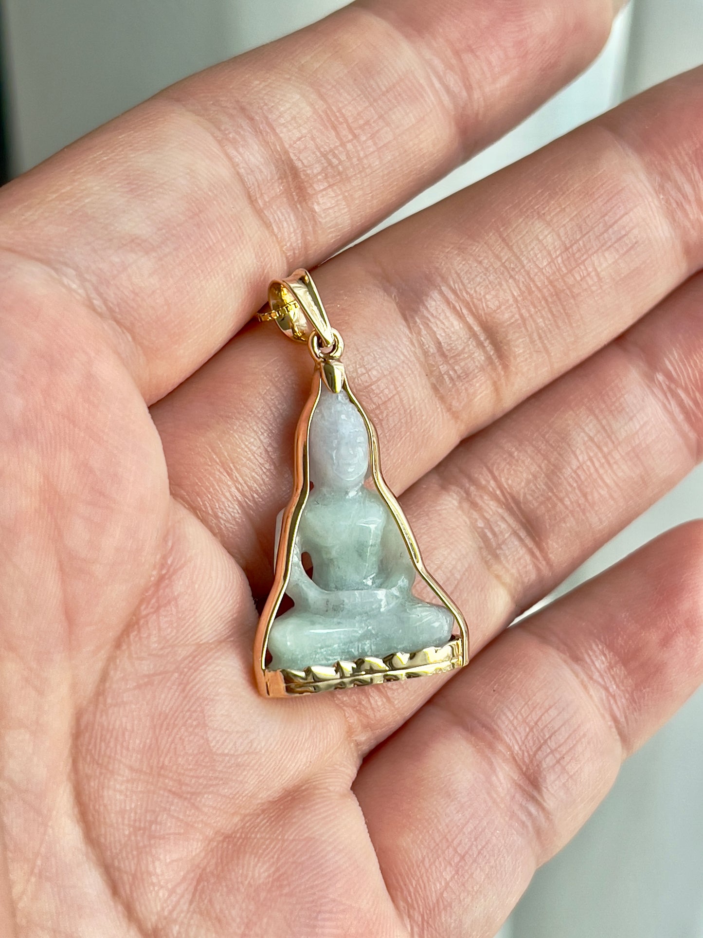 Jade Thai Style Buddha Pendant 18k Gold #832