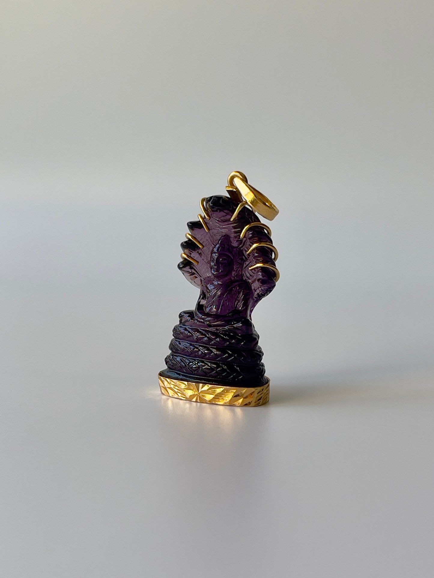Gold Plated Purple Naga Buddha Pendant Meditation Pose #240