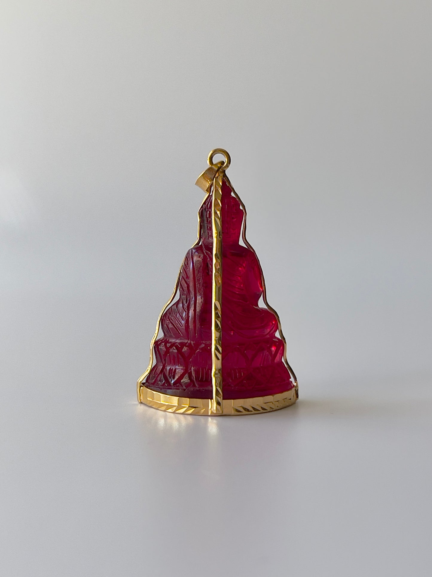 10K Gold Khmer Style Red Buddha Pendant #365