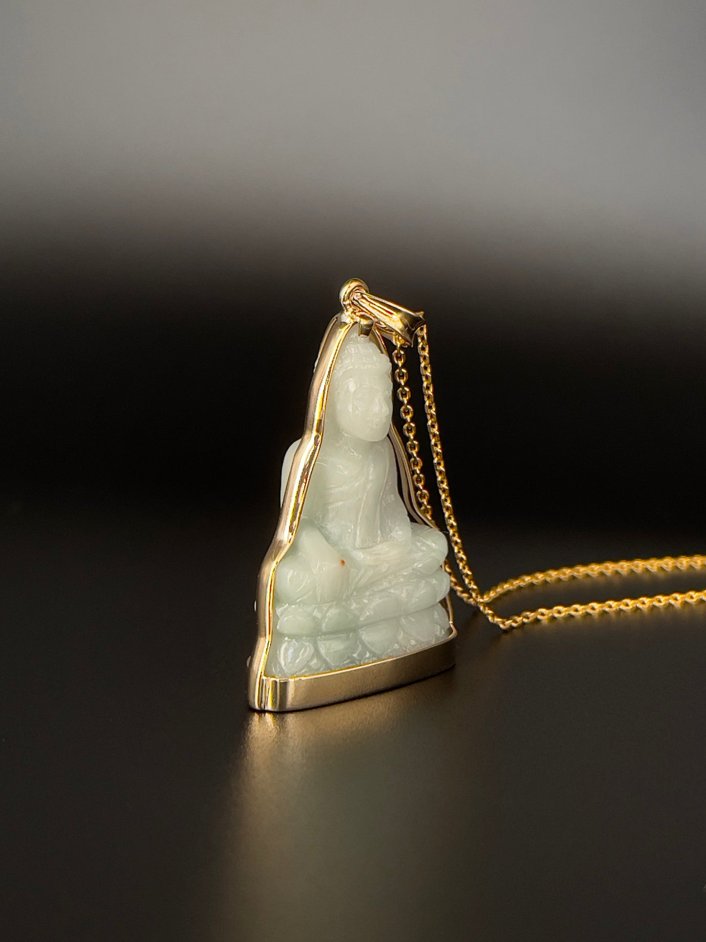 Jade Khmer Style Buddha Pendant 18k Gold #825