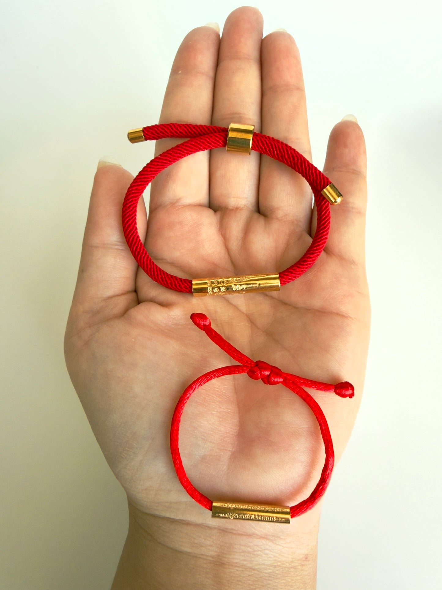 Children's Adjustable Sacred Yantra Bracelet -  Red & Gold Katha