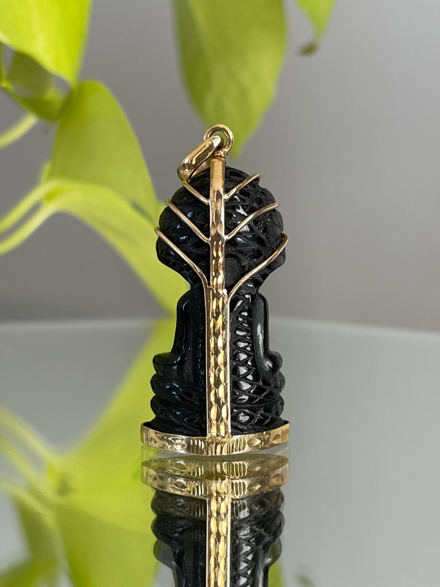 10k Gold Black Onyx Naga Buddha