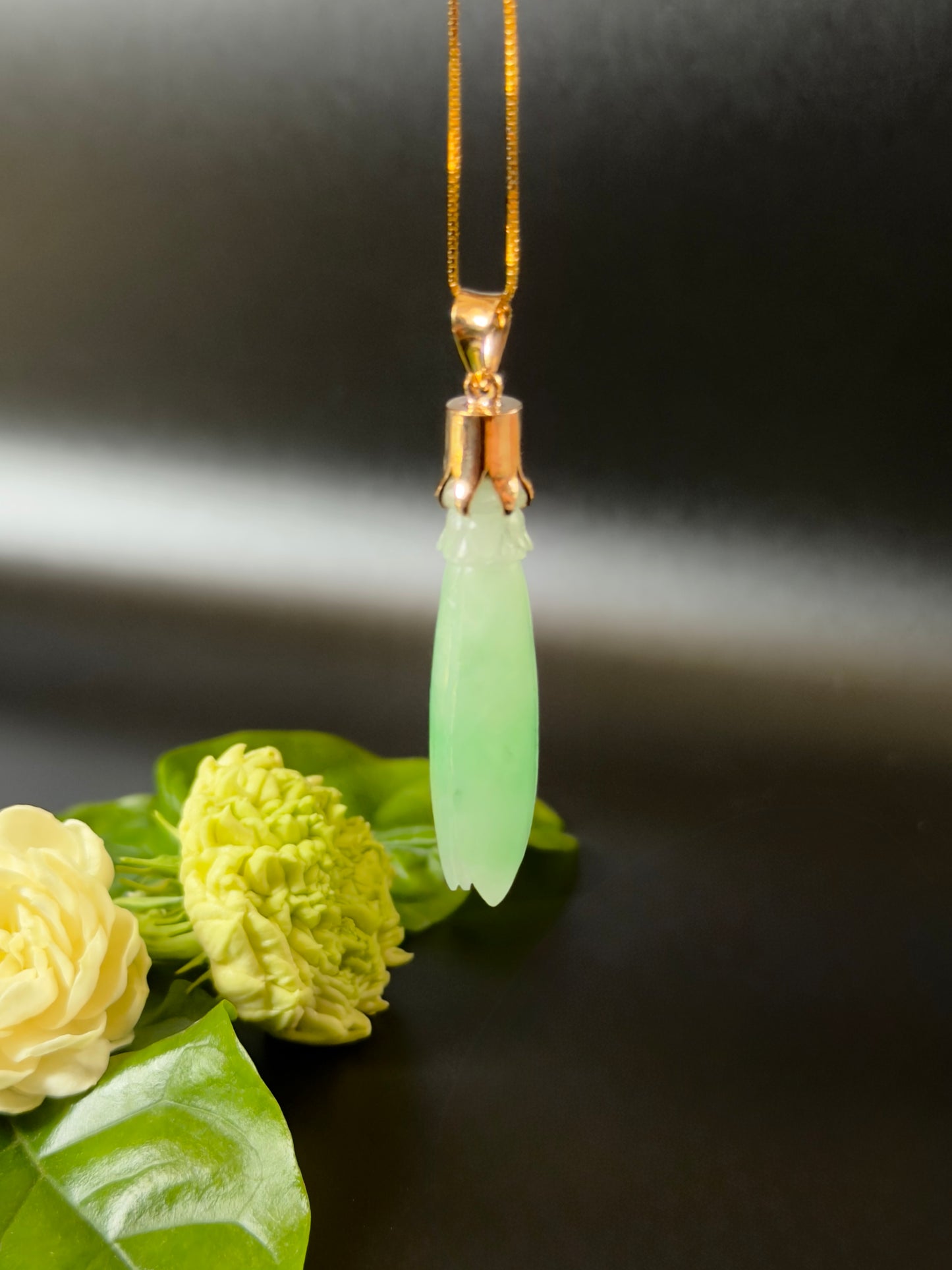 Jade Pka Champa Pendant 14k Gold #929