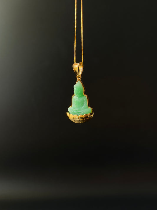 Jade Silhouette Buddha Pendant 10k Gold #930