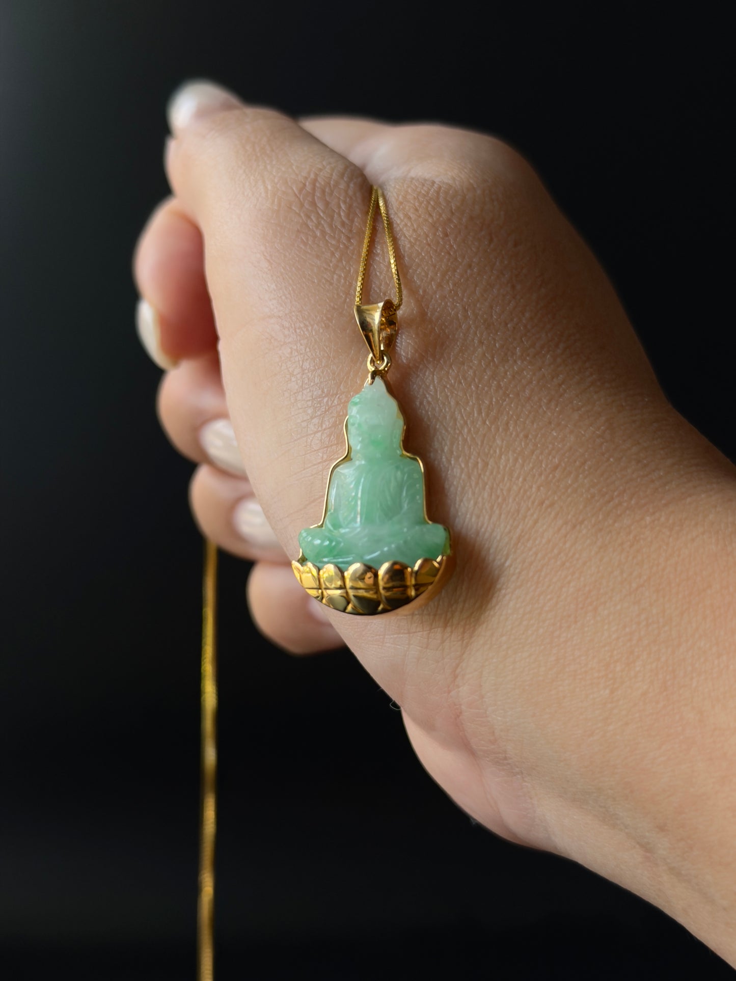 Jade Silhouette Buddha Pendant 10k Gold #931