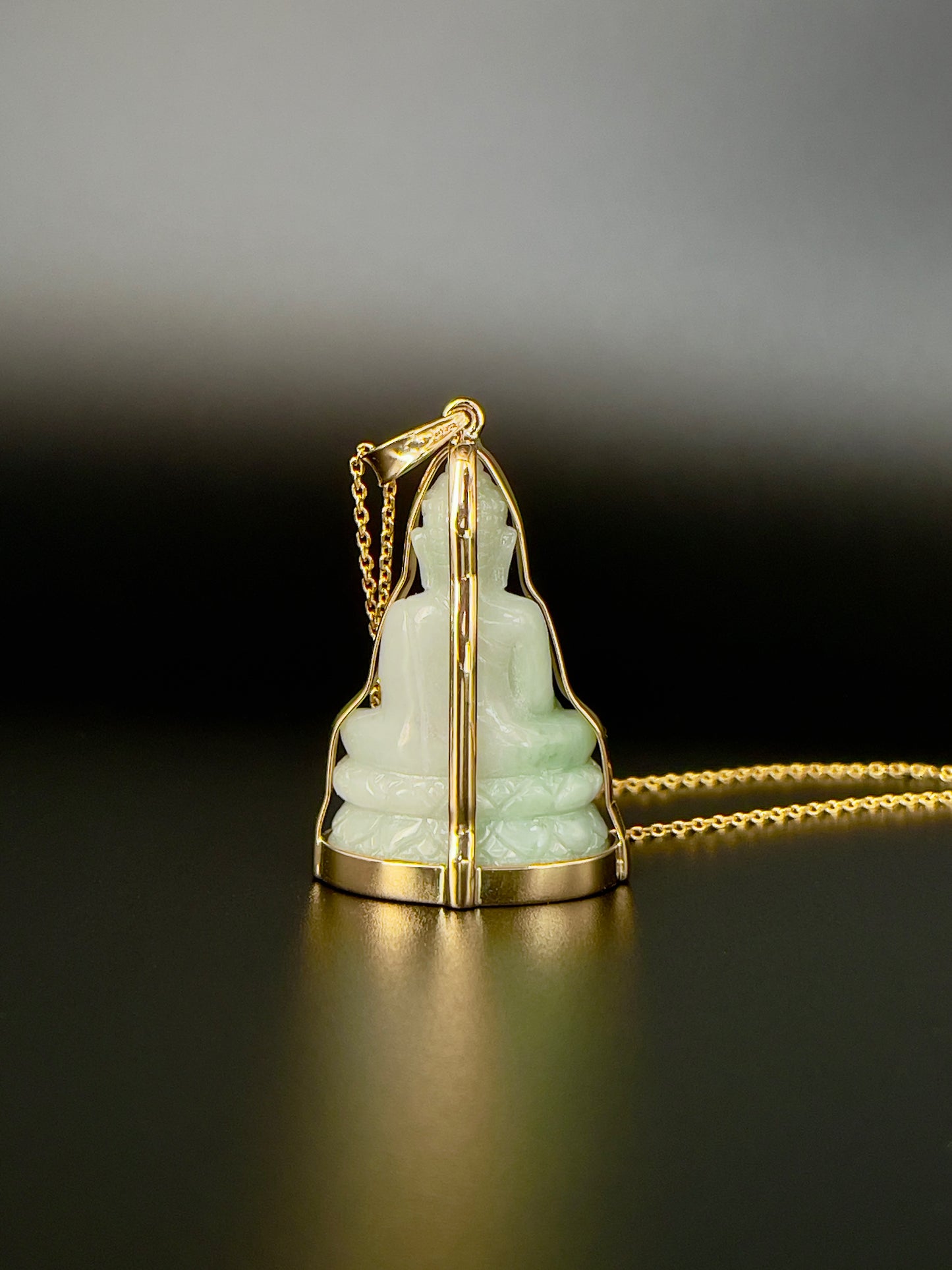 Jade Khmer Style Buddha Pendant 18k Gold #825