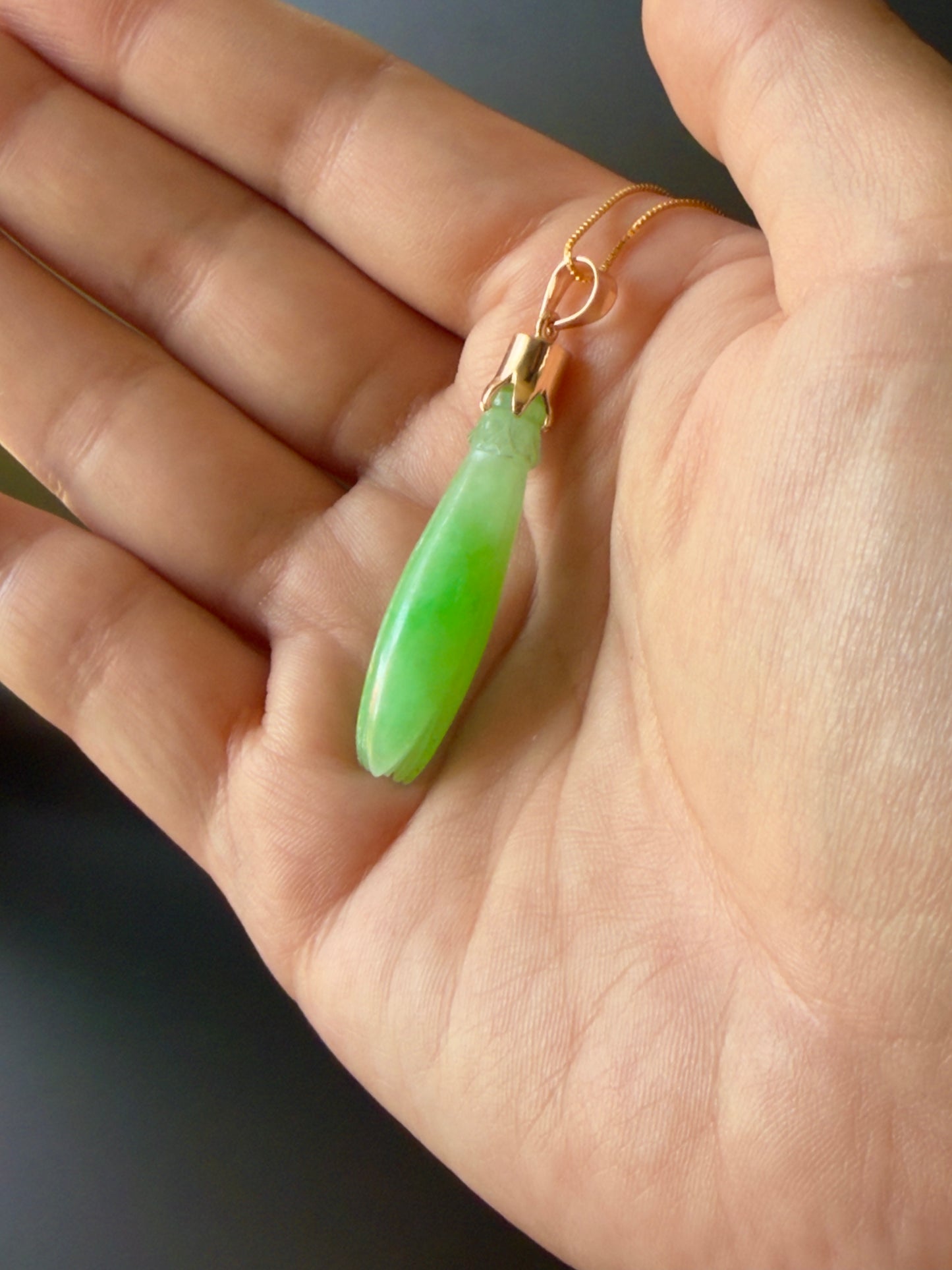 Jade Pka Champa Pendant 14k Gold #928