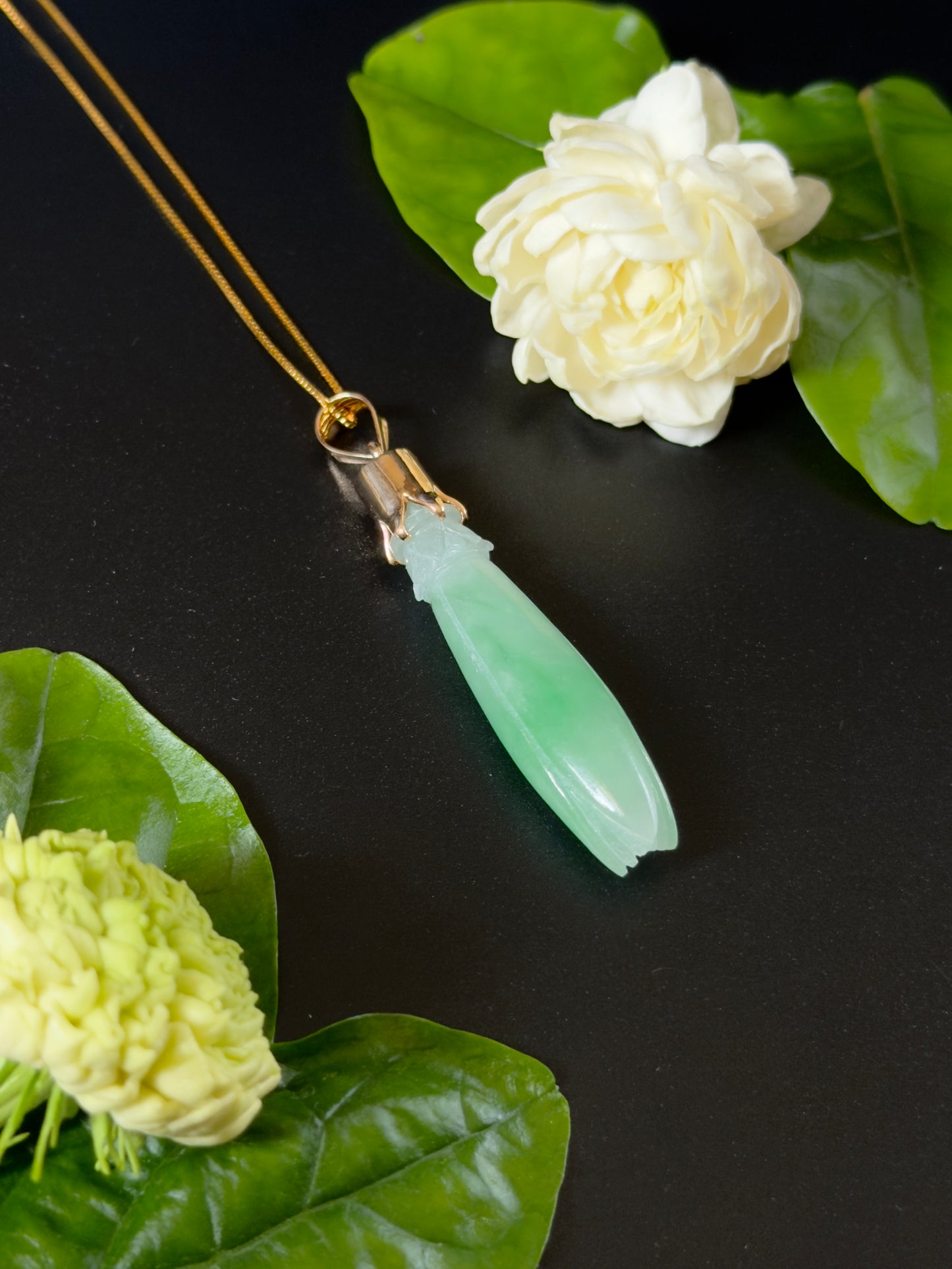 Jade Pka Champa Pendant 14k Gold #929