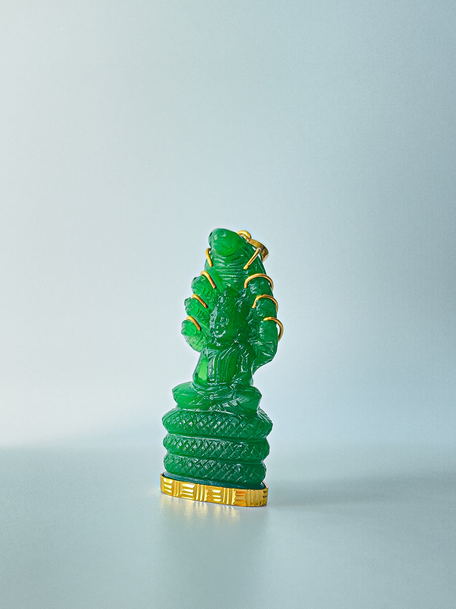 10K Green Naga Buddha Pendant Meditation Pose #747