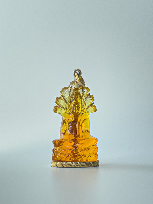 10K Amber Naga Buddha Pendant Meditation Pose #750