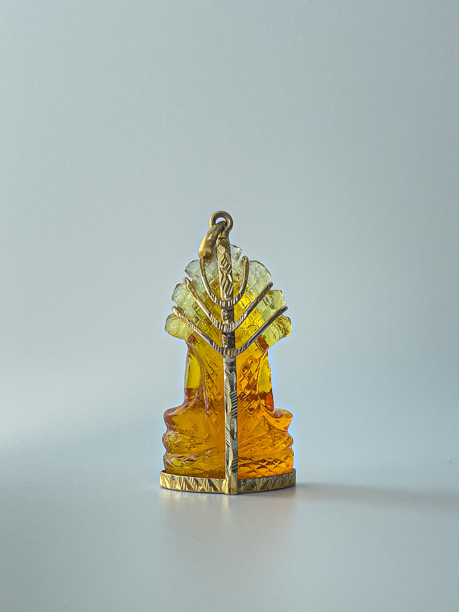 10K Amber Naga Buddha Pendant Meditation Pose #750