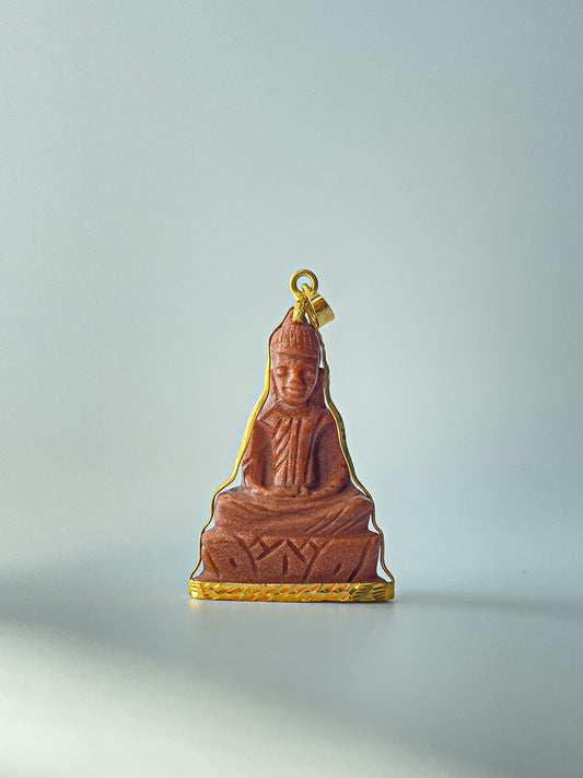 10K Goldstone Buddha Pendant Meditation Pose #753